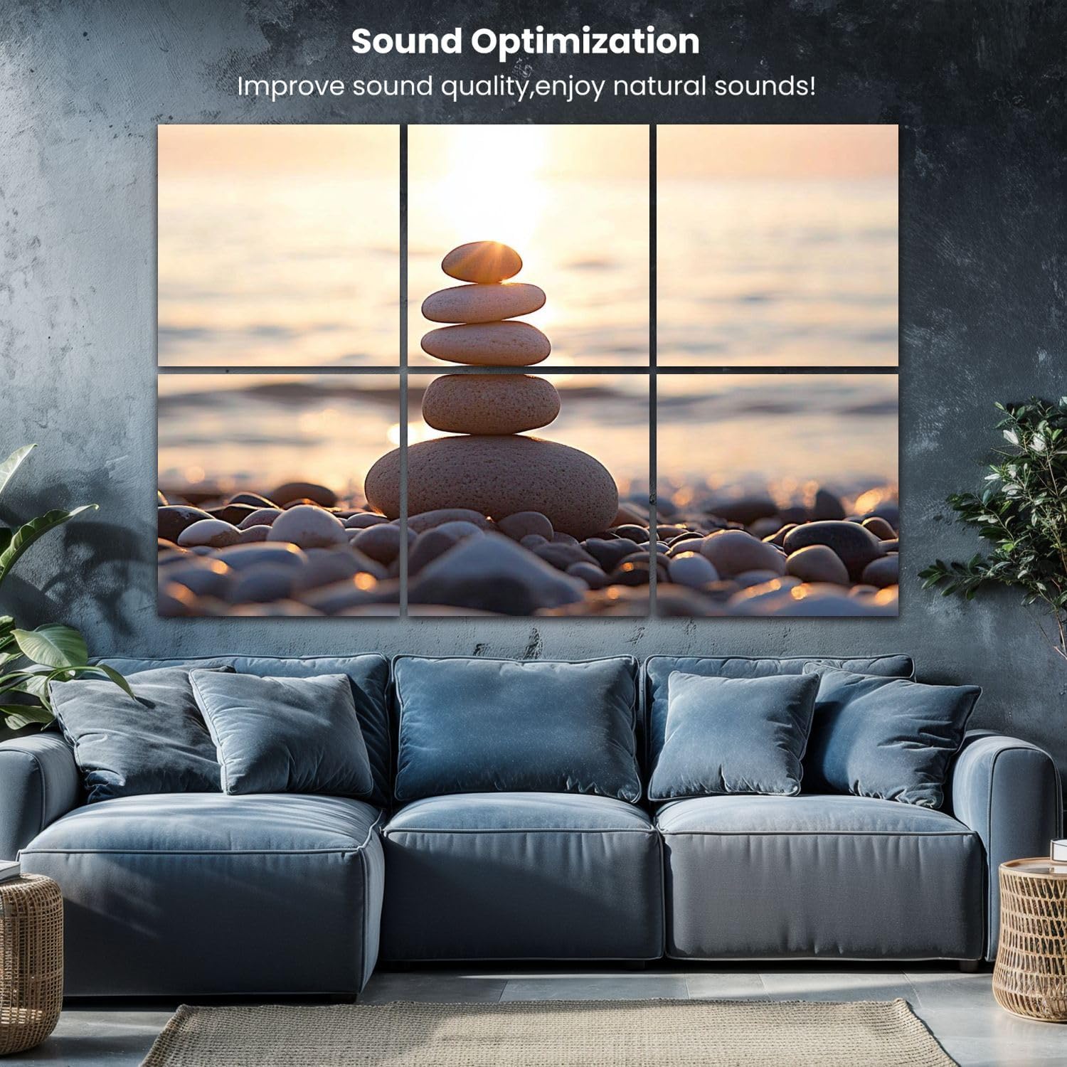 Art Acoustic Panels Lonely stones 6 Pack Decorative Sound Absorbing Wall Panels 72x48