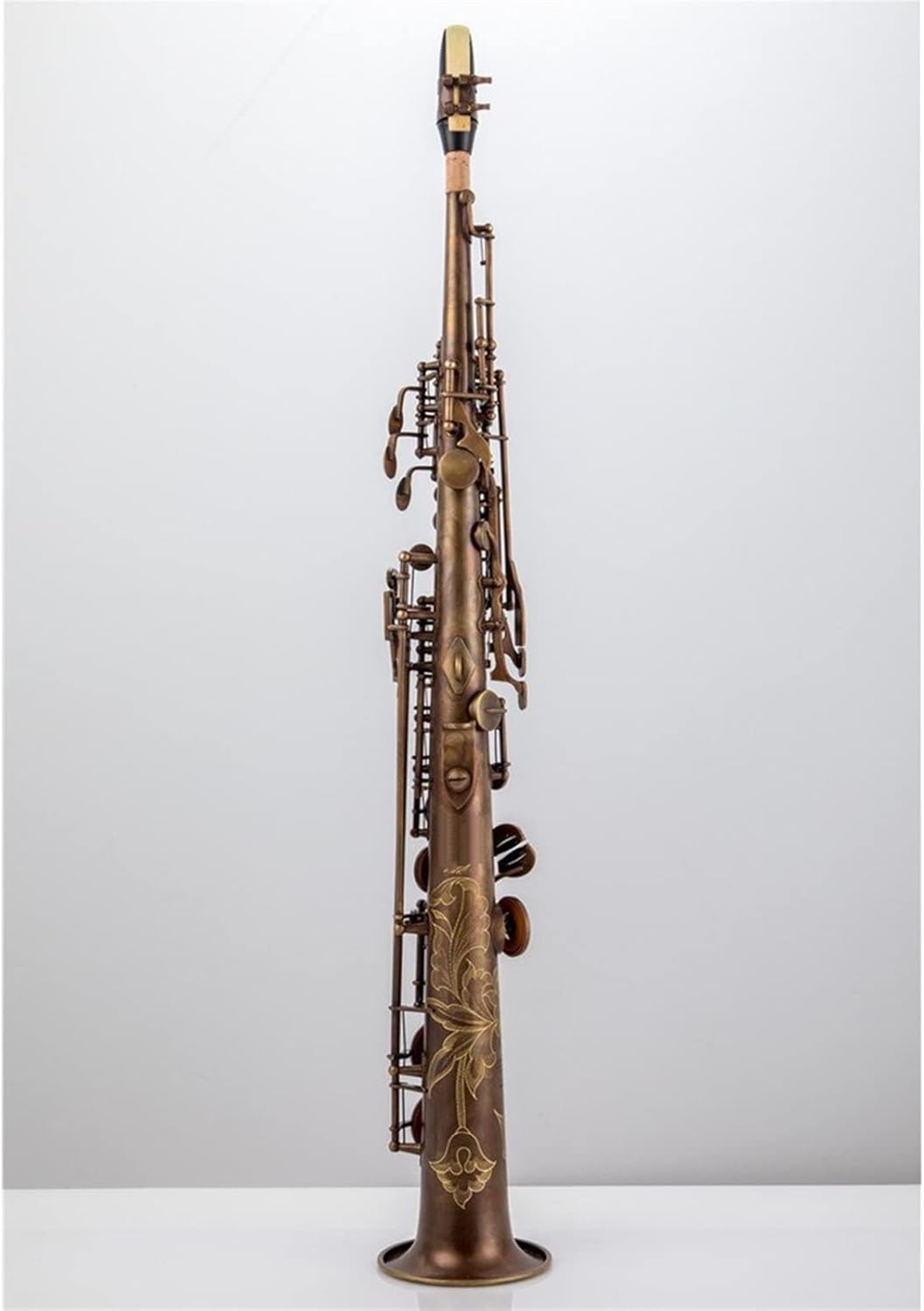 Brass Straight Sax Saxophone Bb B Flat Woodwind Instrument Natural Shell Key