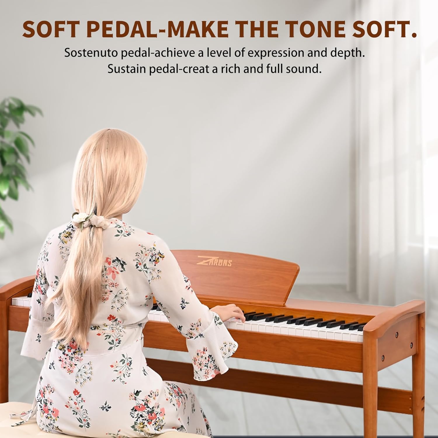 88 Key Piano Keyboard with Solid Wood Stand & Weighted Hammer Action | Home Electric Keyboard Piano for Beginners, Includes Triple Pedal and USB-MIDI