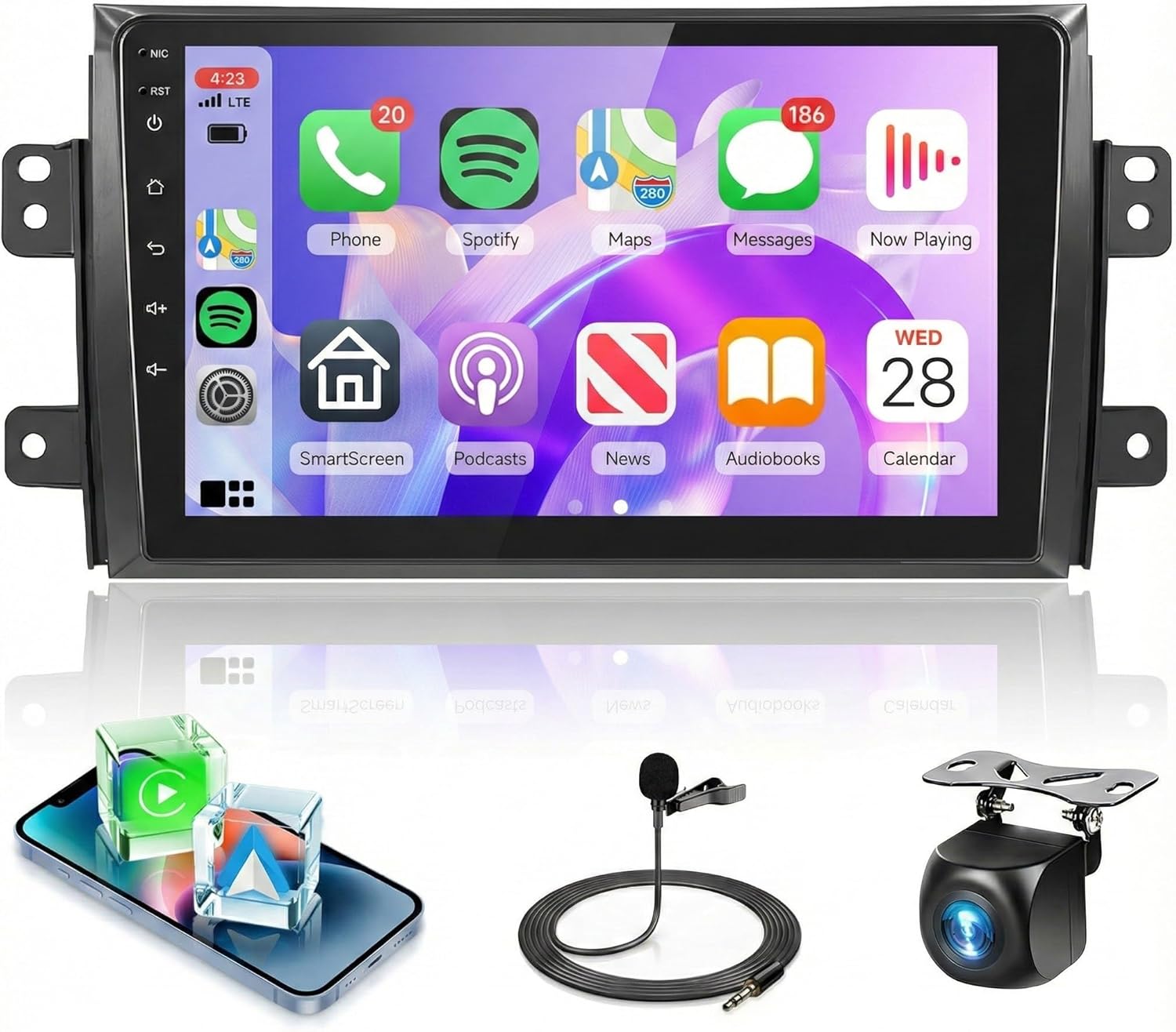 8 Core 4G+64G Qual-comm Snap-Dragon Chip Car Stereo Radio for Suzuki SX4 2006-2013, GPS+WiFi, Wireless Carplay Android Auto, 9