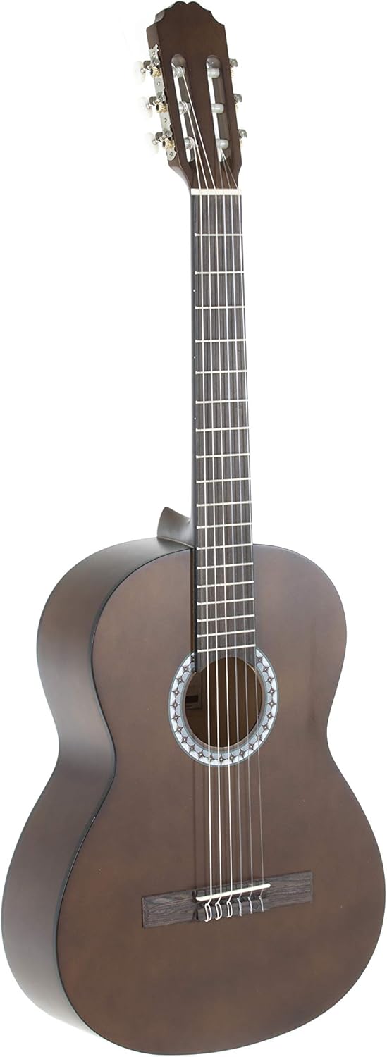 GEWA E-Acoustic Classical Guitar BASIC 4/4, Classical Guitar (ideal for ages 12 and up, nickel silver frets, chrome-plated tuners, lime and pakka wood, scale length: 650 mm, nut width: 52 mm), walnut