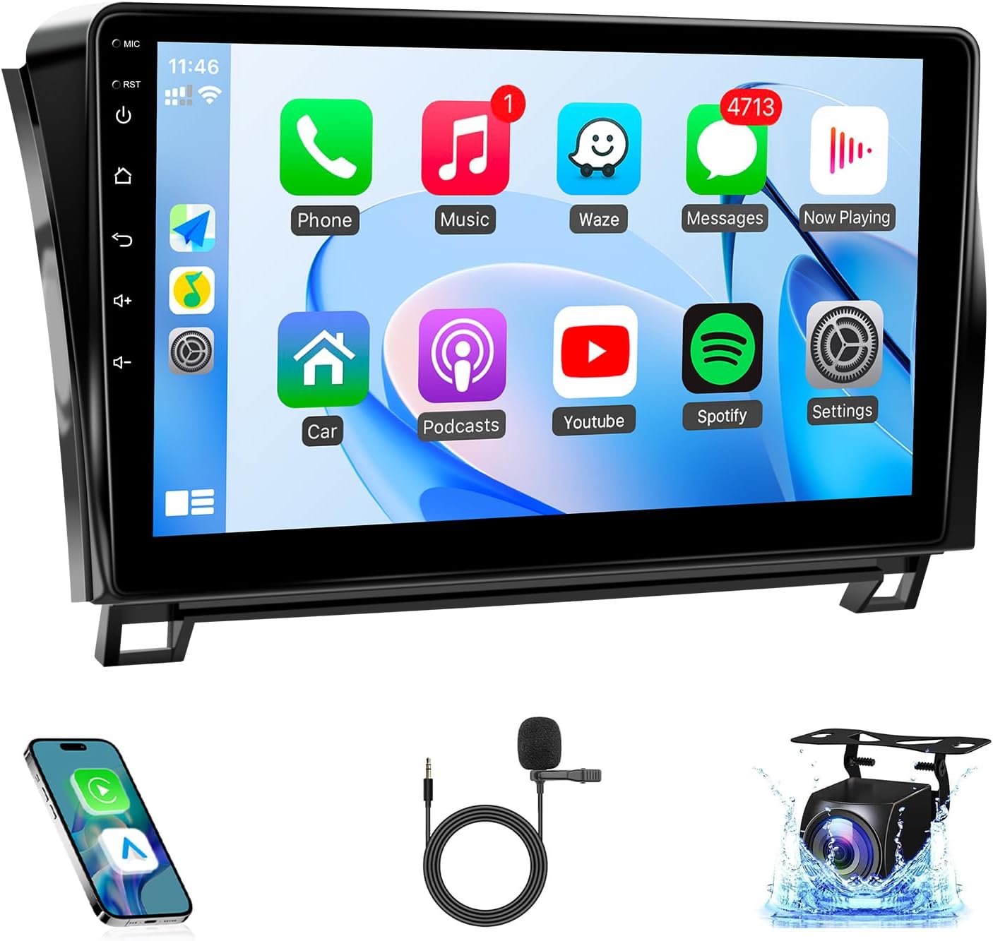 Leadfan Android Car Radio for Toyota Tundra 2007-2013 Toyota Sequoia 2008-2018, 10.1inch IPS Touch Screen Stereo, Wireless Carplay Android Auto Bluetooth GPS WiFi FM