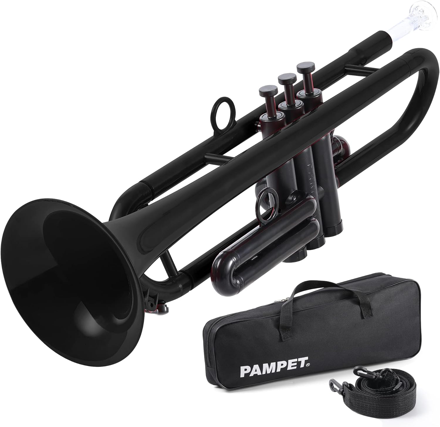 Professional Plastic Bb Trumpet Standard Trumpet Set for Student Beginner With 7C Mouthpiece and 3C Mouthpiece, Bb Trumpet Instrument, Black,