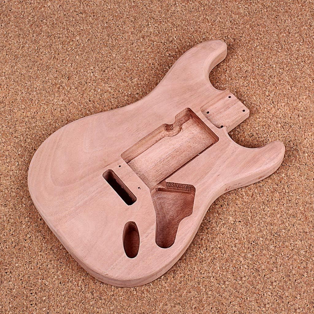 Alnicov Unfinished Electric Guitar Body for Fender Stratocaster ST Guitar DIY Accessory Red Walnut Wood