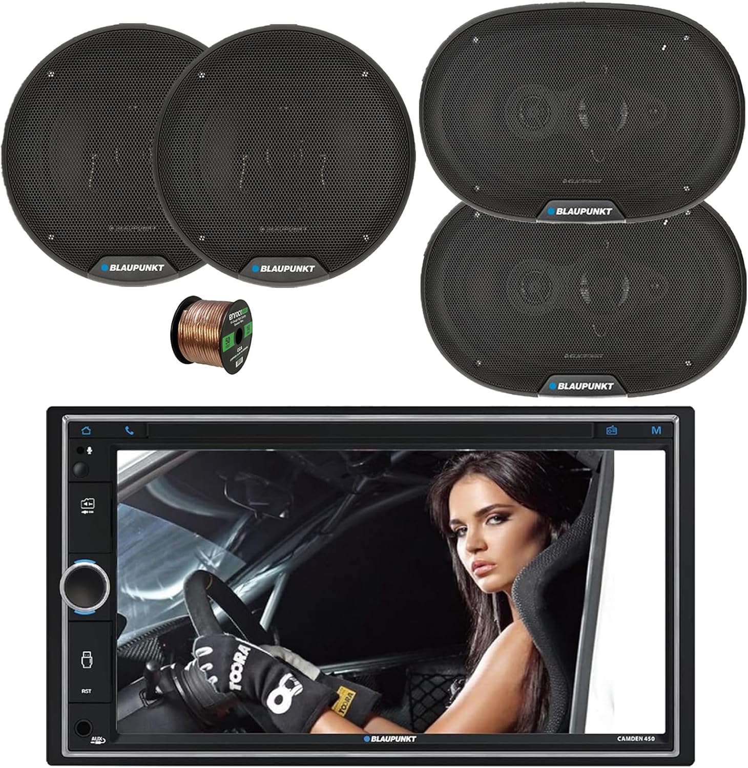 Blaupunkt CAMDEN 450 7 Touchscreen Double DIN Bluetooth AM/FM Digital Multimedia Receiver, 2x 6x9