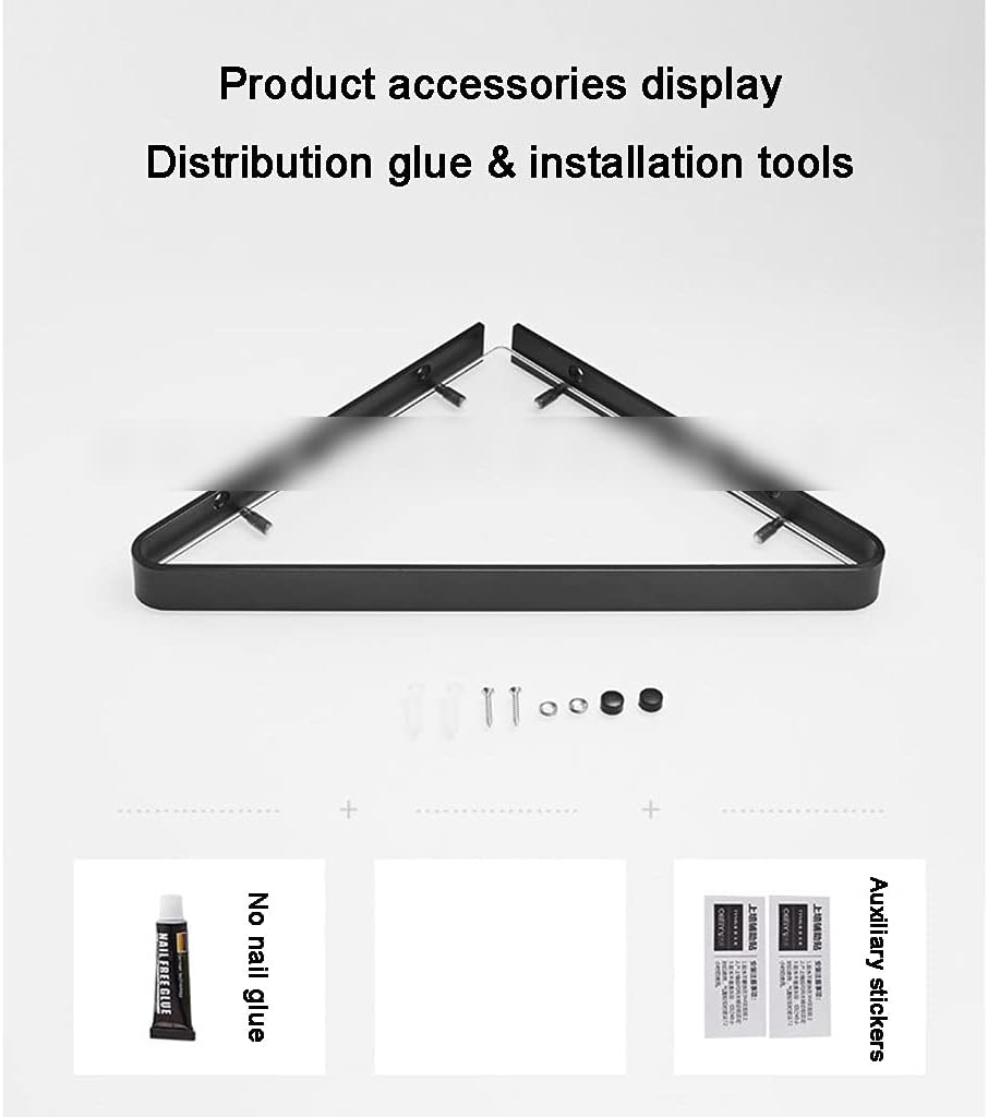 Bathroom Shelves, Bathroom Glass Shelf Punch-Free Shower Corner Glass Shelf Tempered Glass Shelf for Bathroom Wall Mount Triangular Polished Chrome Bracket