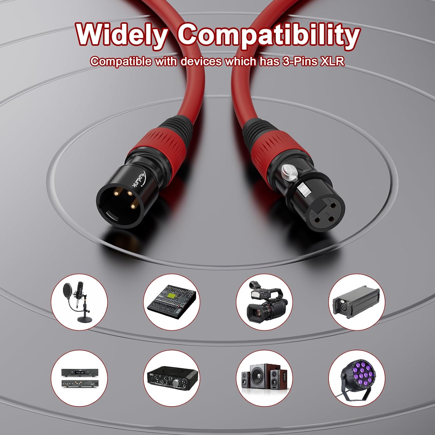 XLR Cables 25ft 6 Packs and 10ft 2 Packs Microphone Cable