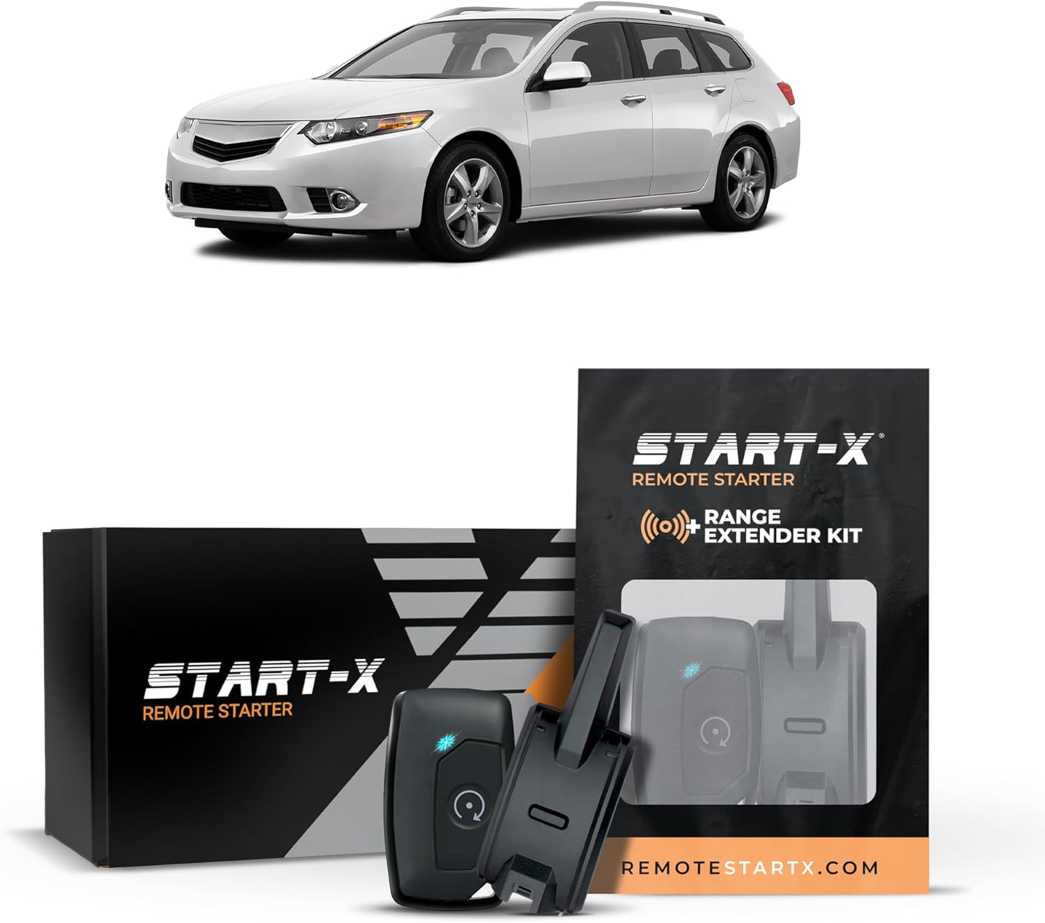Start-X Remote Starter Kit + 2000ft 1 Way Range Extender for Acura TSX (2009, 2010, 2011, 2012, 2013, 2014) Vehicles with Key Ignition