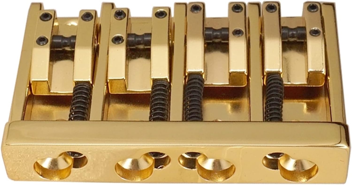 A Set of Gold 4 Strings Bass Bridge Guitar Strings Bridge Guitar Accessories Parts Electric Guitar Bridge