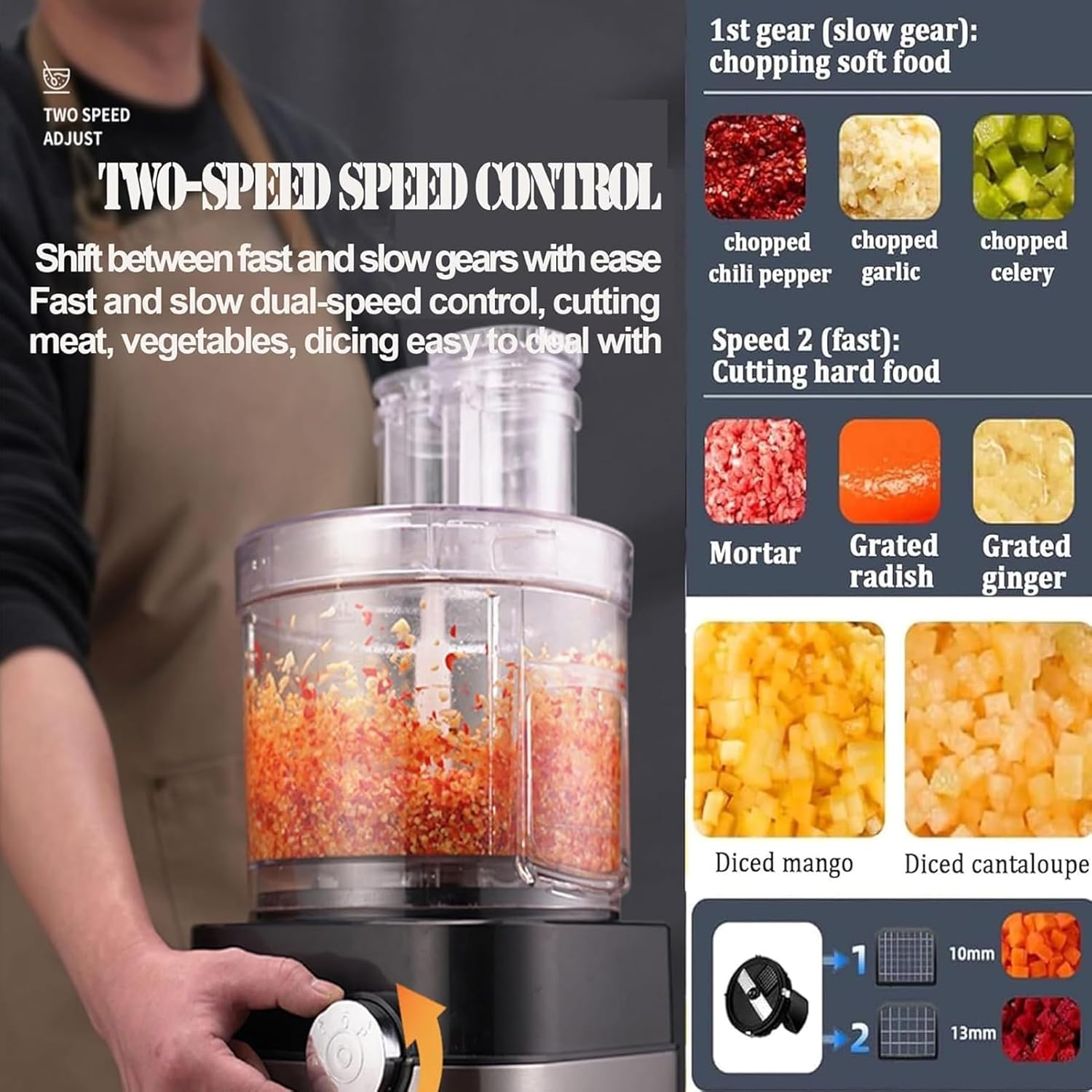 Commercial Vegetable Dicer Electric Fruit Dicing Machine Electric Carrot Potato Onion Granular Cube Cutting Shredder Food Processor, Grater Multifunctional Meat Grinder Blender