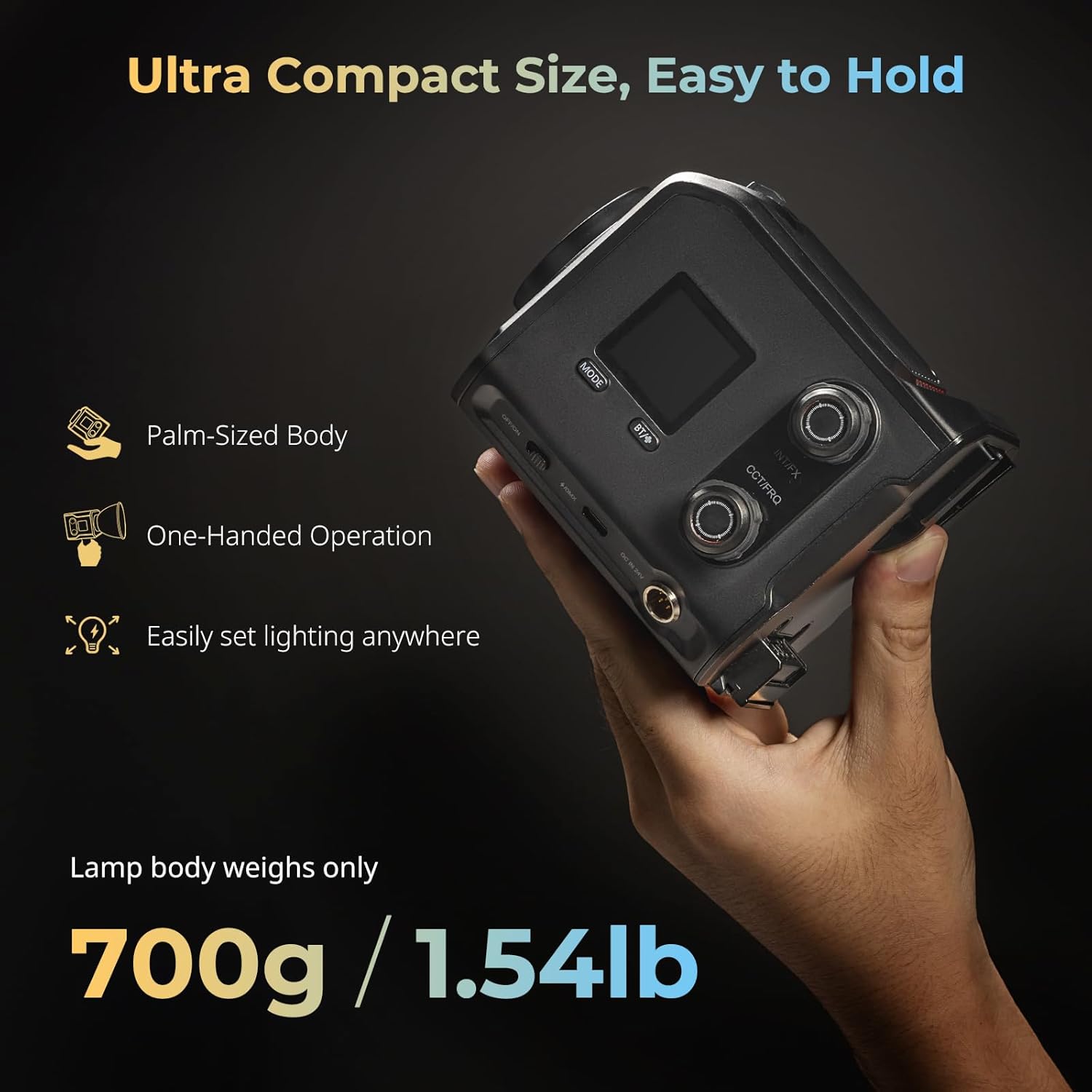 SmallRig RC 100B COB Video Light, Portable Bi-Color 2700-6500K Continuous Lighting, 100W Studio Light, APP Control, High CRI 97+ Spotlight for Photography & Video, Pro Version (Without Battery) 5094