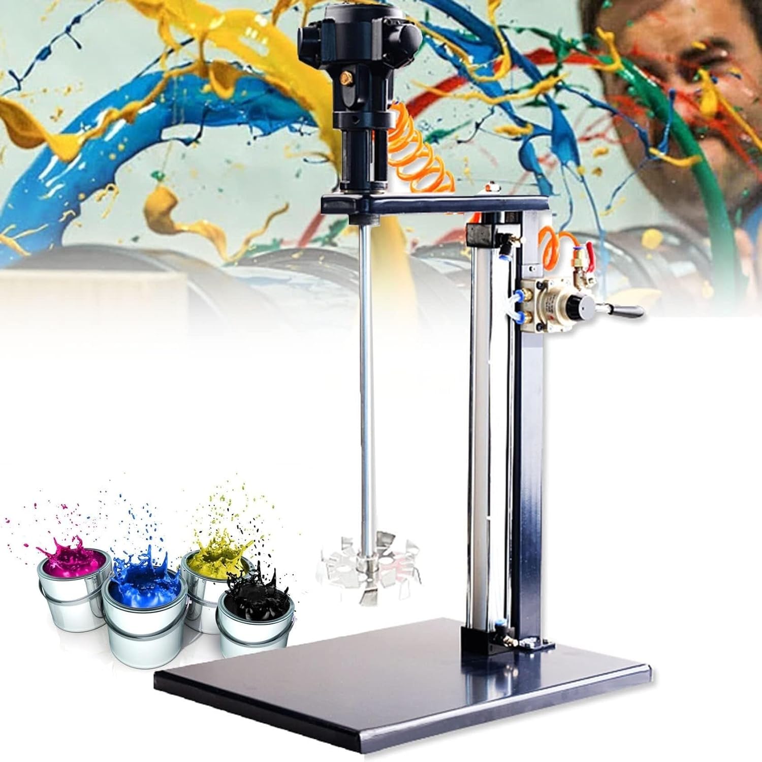 Pneumatic Bracket Mixer, 5 Gal/20LPneumatic Paint Mixer Machine, Desktop Vertical Air Agitator, for Mixing Feed, Plaster(Color:Scatterplate)