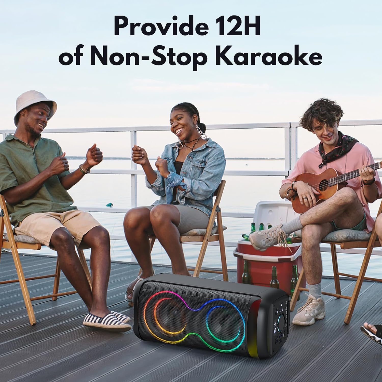 JYX Karaoke Machine, Big Bluetooth Party Speaker with LED Disco Light, Support TWS/USB/AUX/TF Card Input, Perfect for Outdoor Home Party Stage Subwoofers