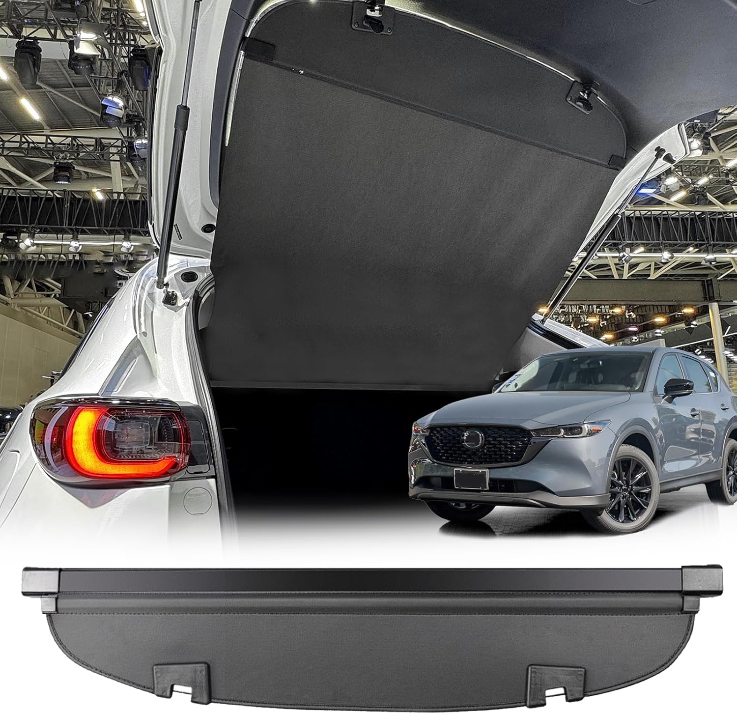 for Mazda CX5 Trunk Cover Cargo Cover Accessories, Leather Retractable Cargo Cover for 2025 Mazda CX-5 Accessories 2024 2023 2017-2022 Anti-Peeping Anti-Theft Privacy Screen Shade