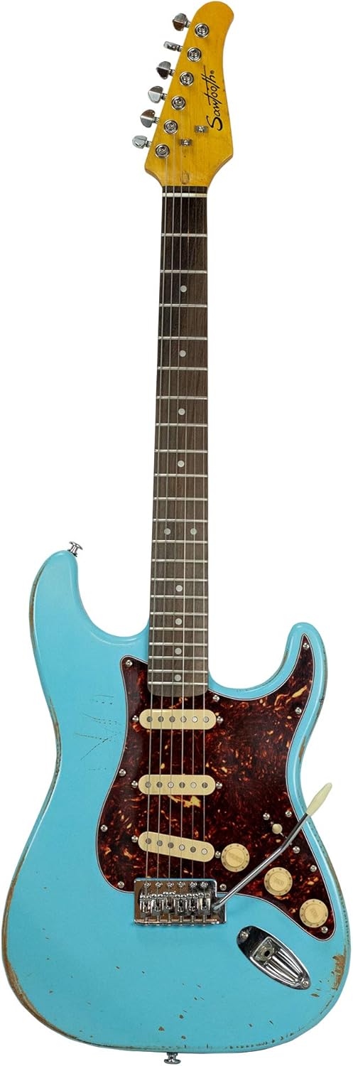 Sawtooth ES Relic Electric Guitar, Aero Blue, Retro Pack