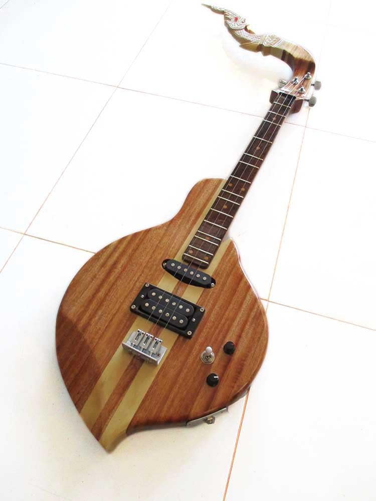 Isarn Electric Phin 3 Strings, Thai Lao Guitar Musical Instrument, Traditional Thai Musical Pin 30