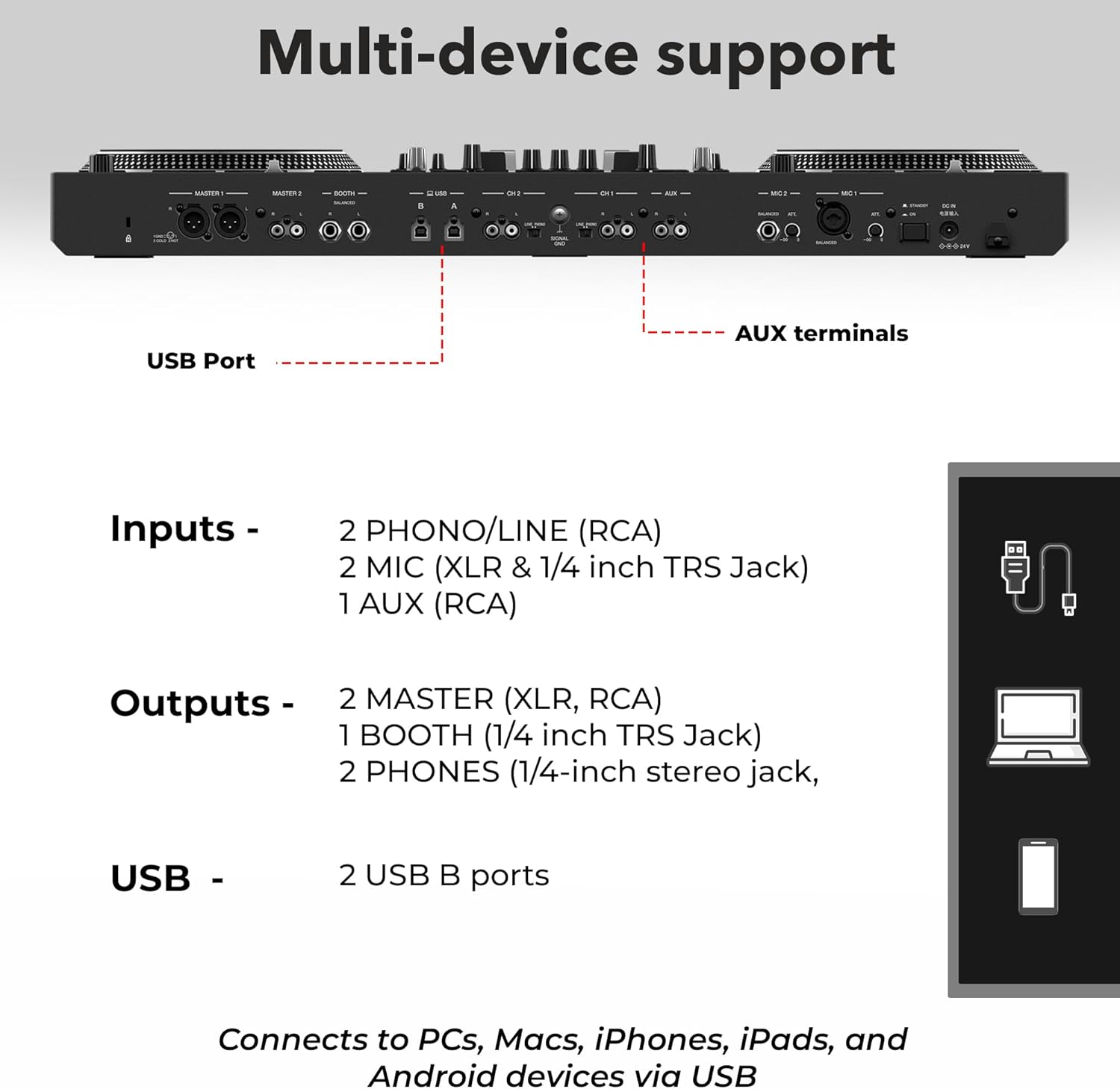 Pioneer DDJ-REV7 Scratch-Style 2-Channel Professional DJ Controller - Black Bundle with Laptop Stand, Headphones, and Austin Bazaar Polishing Cloth