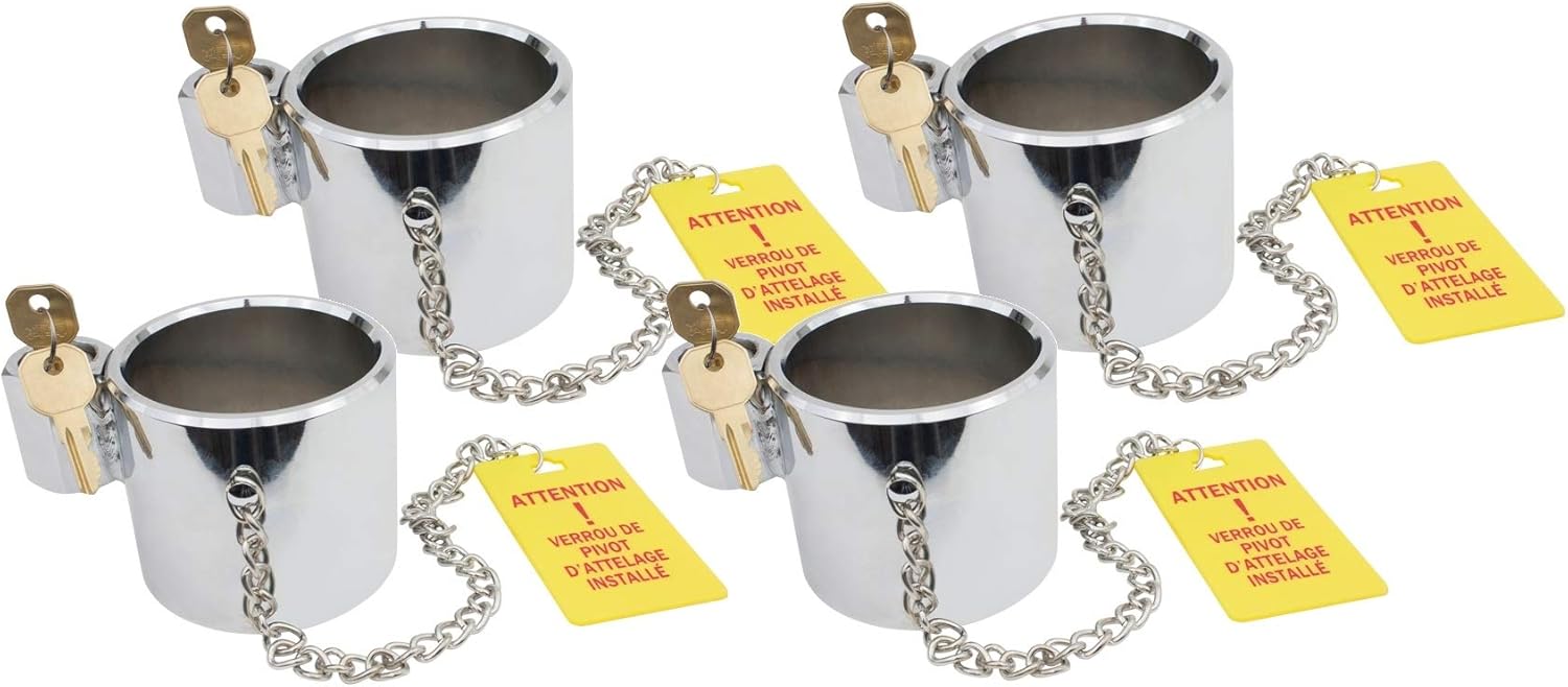 Mytee Products Heavy Duty Chrome King Pin Lock with 2 Unique Keys | Trailer Hitch Lock Works with RV 5th Wheel Keyed Unique - 4 Pack