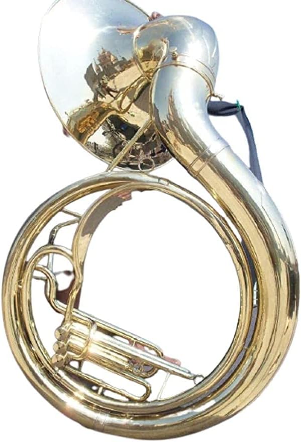 ARTIZANSTORE Silver Finish Sousaphone | 24-Inch Bell | Crafted from Brass & Silver | Detachable Bell for Musicians on the Go | Includes Bag & Mouthpiece | B Flat Key | Ideal for Performances