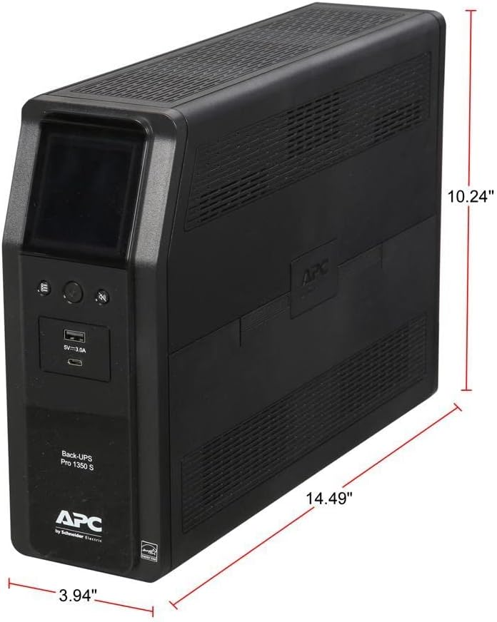 APC Sinewave UPS Back-UPS Pro, 1350VA Battery Backup & Surge Protector, LCD, AVR, BR1350MS