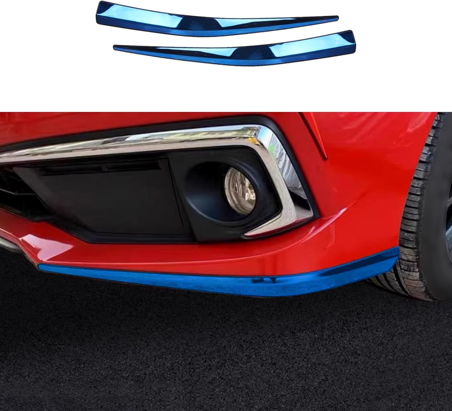 Car Accessories Fit for Honda 10th Gen Civic Sedan 2019 2020 2021 Front Bumper Corner Protection Cover Trims (Blue) 2PCS Stainless Steel