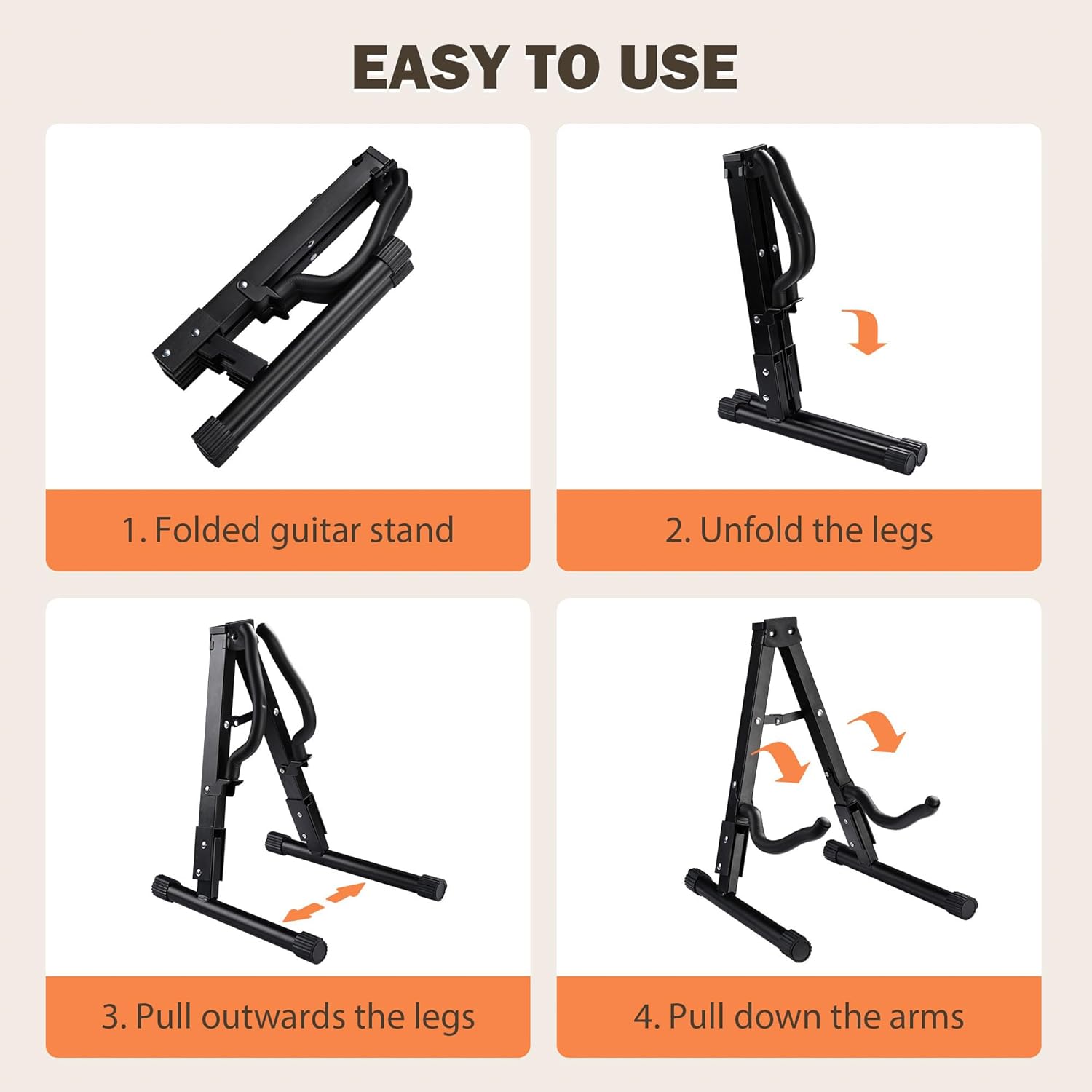 AW Electric Bass Guitar Hard Case Wooden Hard-Shell with A-Frame Folding Guitar Floor Stand