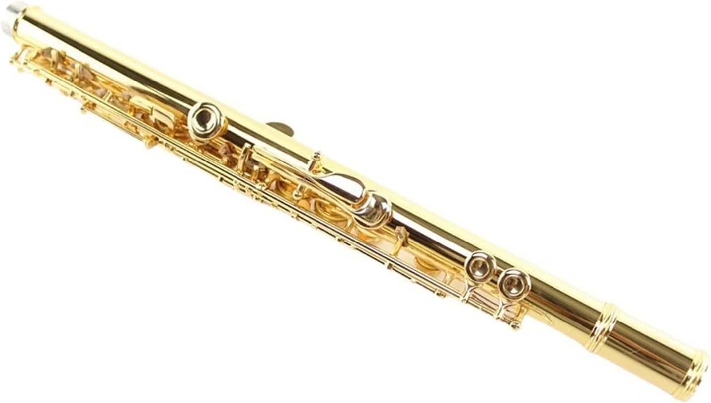 Professional Flute Instrument Wind Instrument Gold Plated 17 Hole C Key Flute White Copper B Tail E