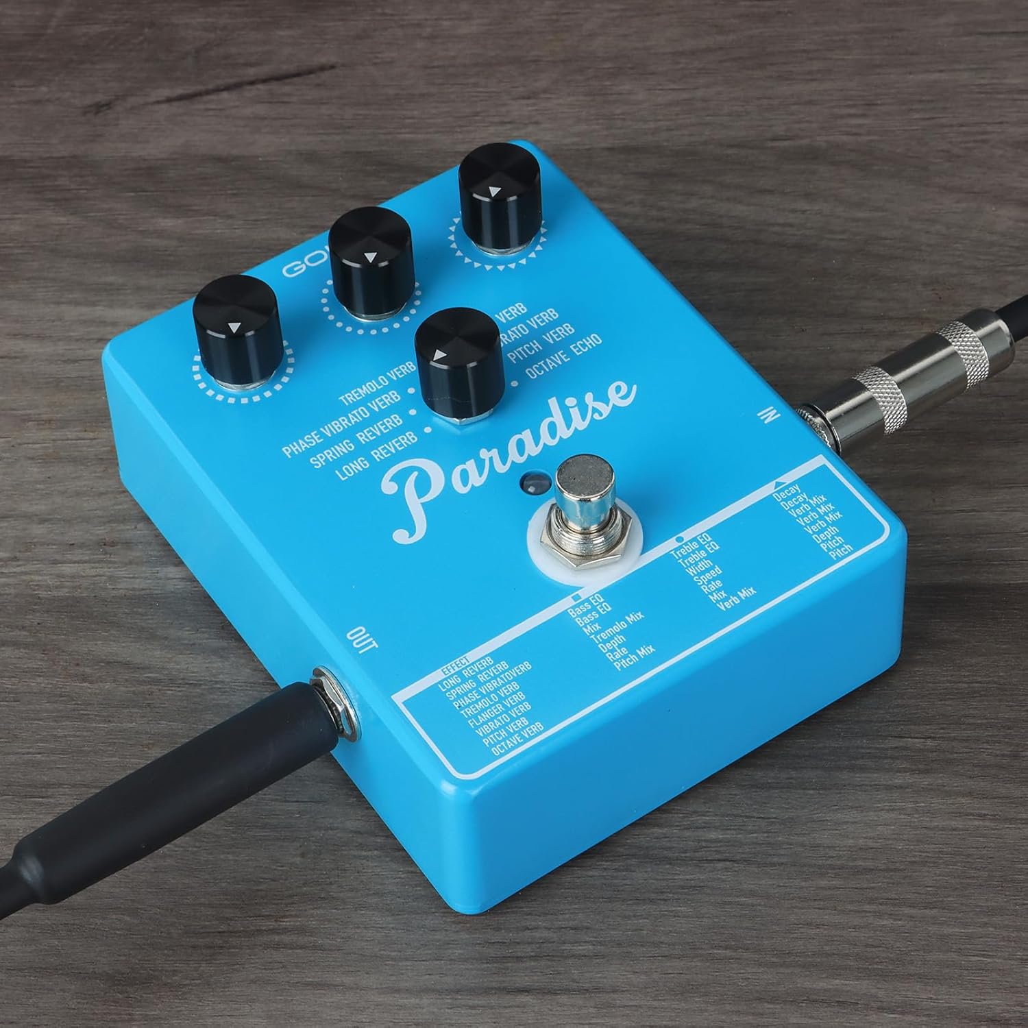 Paradise Multi-Reverb Pedal - 8 Reverb Effects with EQ & Modulation Controls | Versatile Sound Shaping for Guitar & Bass | 9V DC Power Supply