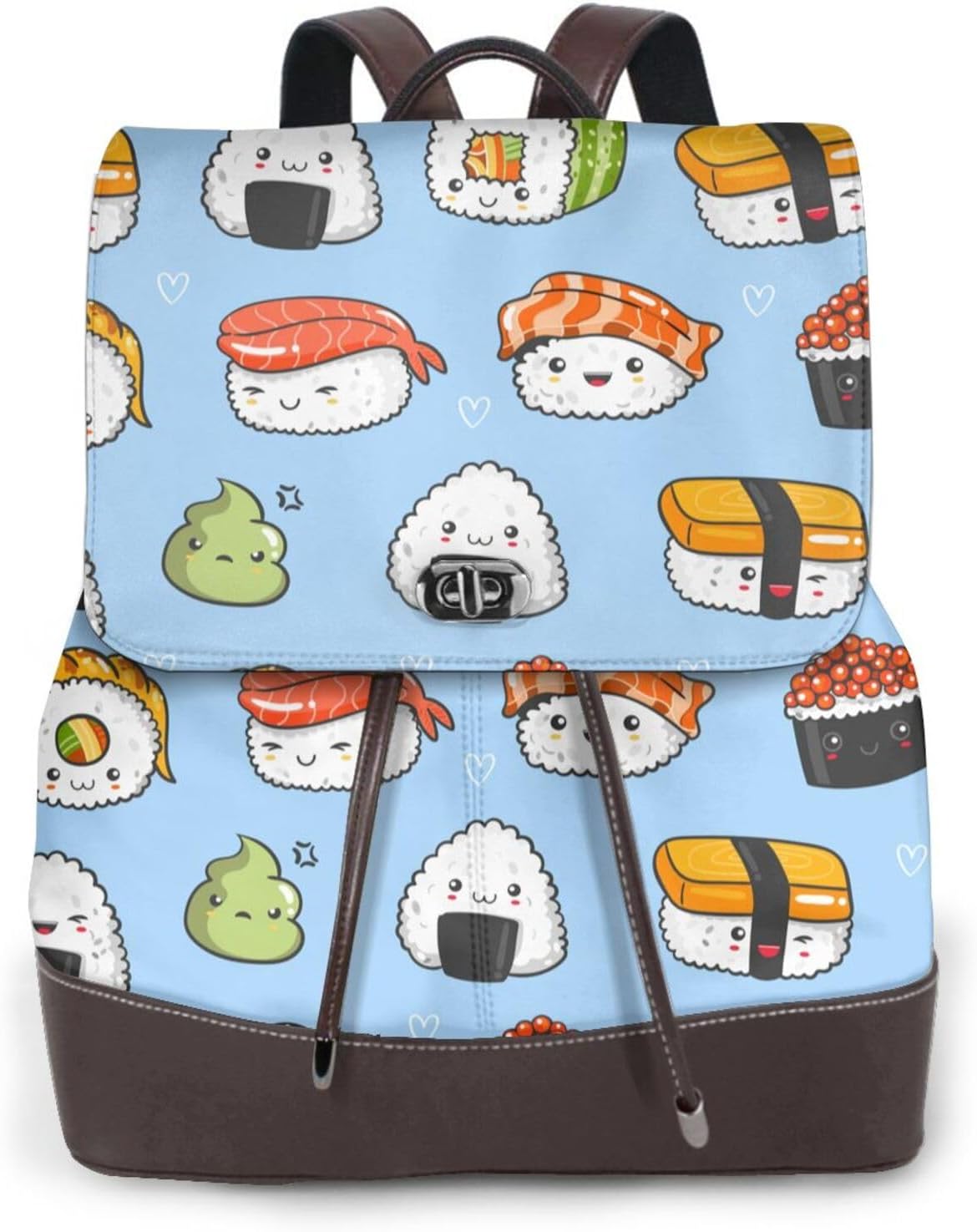 Kawaii Sushi (2) for Womens Backpack Purse Microfiber PU Anti-theft Large Fashion Designer Travel Bag Ladies Shoulder Bags