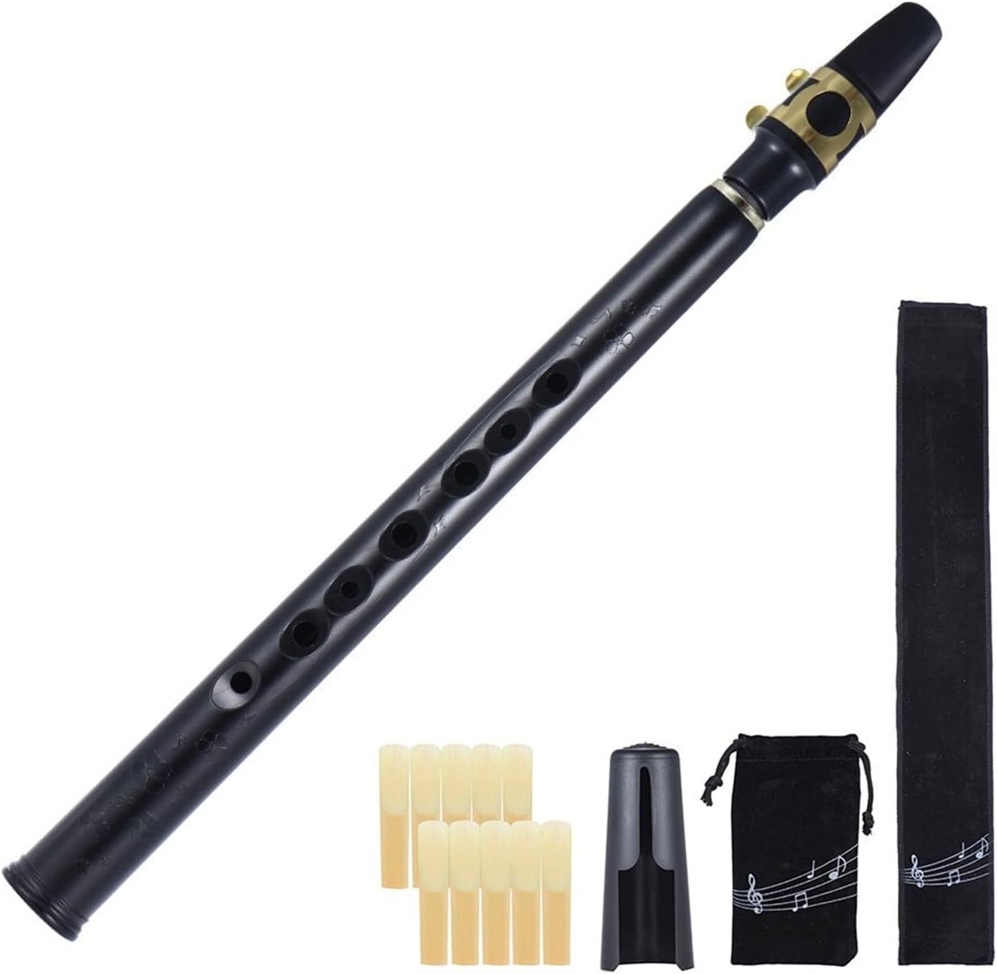 KESHUO Mini Pocket Bb Saxophone Sax ABS with Alto Mouthpieces 10pcs Reed Carrying Bag Woodwind Instrument Brass Sax Beginners Kit