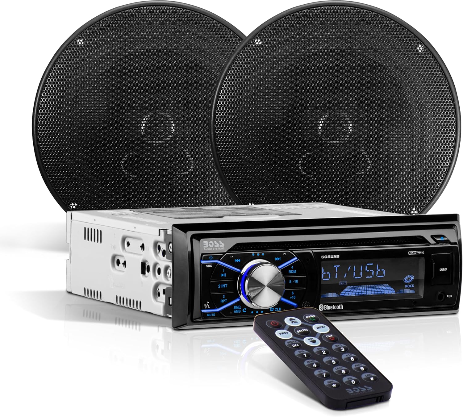 BOSS Audio Systems 656BCK Car Stereo Package - Single Din, Bluetooth, CD MP3 USB AM FM Radio, 6.5 Inch 2 Way Full Range Speakers, Black