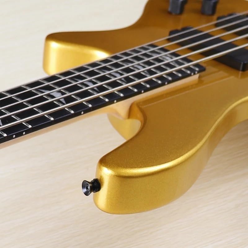 43 Inch Electric Bass Guitar, Solid Okoume Wood, High Gloss Champagne Gold Finish, Canada Maple Neck, 24 Frets(M3 5 string)