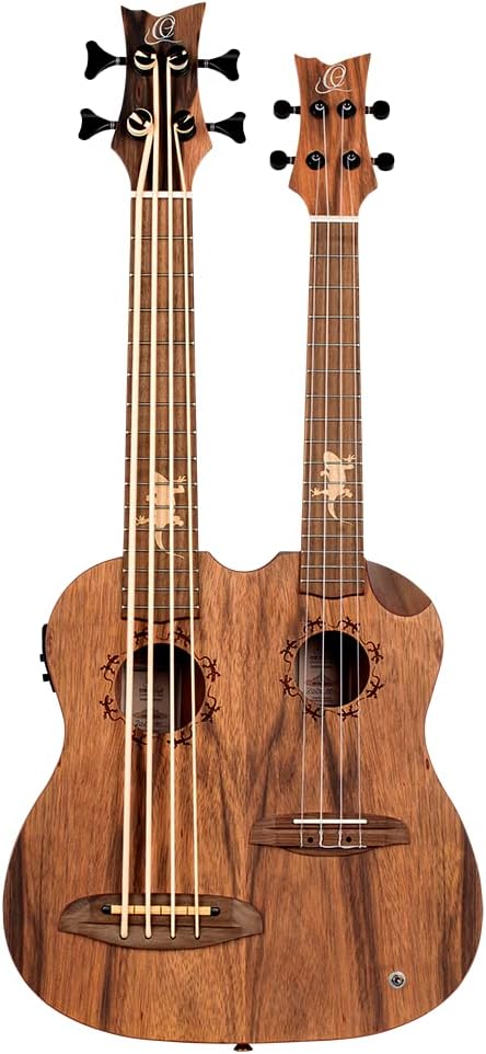 Custom Built Series Double Neck Tenor Acoustic-Electric Ukulele & Uke-Bass w/Bag