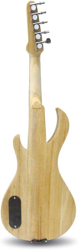 Electric Violin 4/4 Full Size Solid Wood Guitar Shape Body Silent Violin Set for Adults Beginner Practice Electric Fiddle with Ebony Fittings Hard Case & Bow (5 Strings log Color Big Jack)