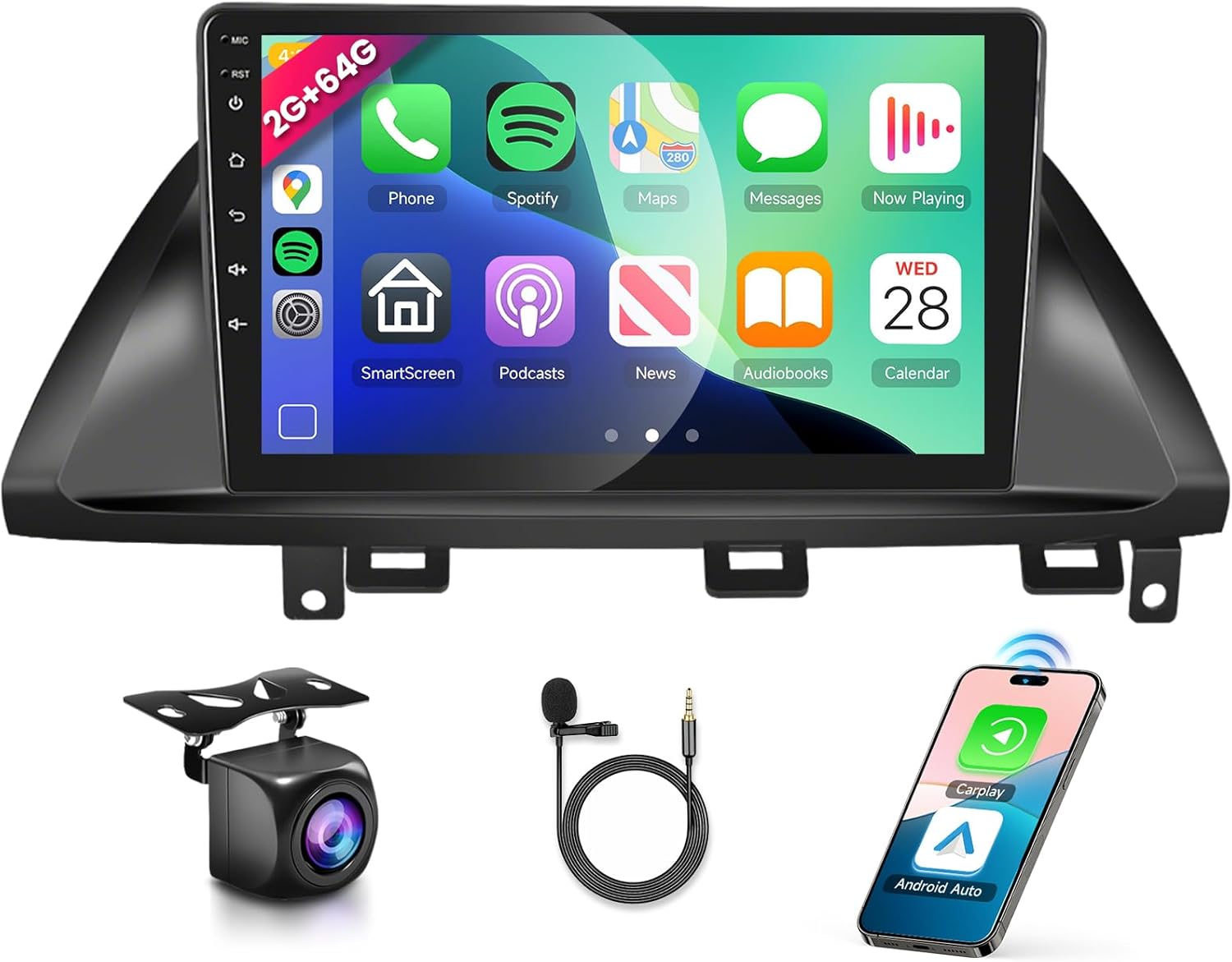 2+64G for Honda Odyssey 2005-2010 Android Car Stereo Radio Support Wireless Carplay&Android Auto with 10.1 inch Touchscreen GPS Navigation Bluetooth USB WiFi FM/RDS HD Backup Camera