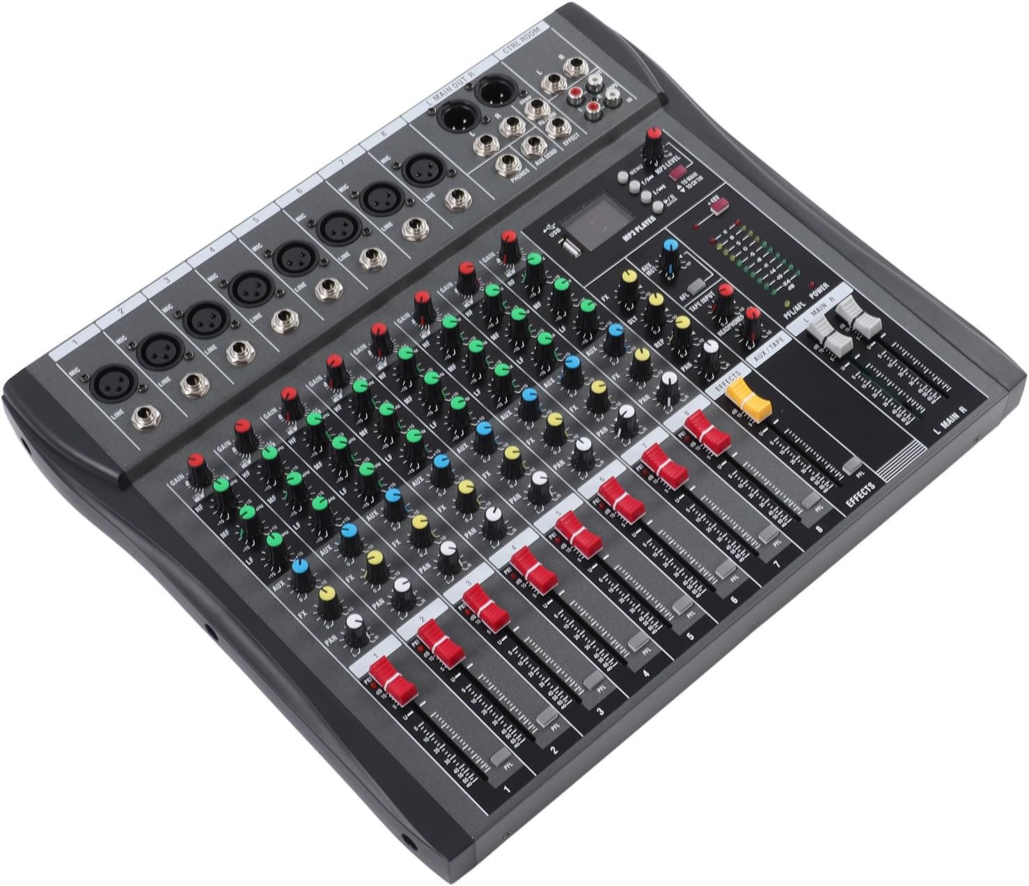 8 Channel Portable Audio 8 Channel Professional Sound Mixer, 8 Sound Mixer Detector Debugger Board with AC100‑240V