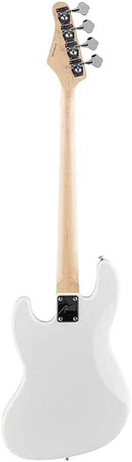 Austin Guitars 4 String Acoustic Bass Guitar, Correcto, White (AJB300WH)