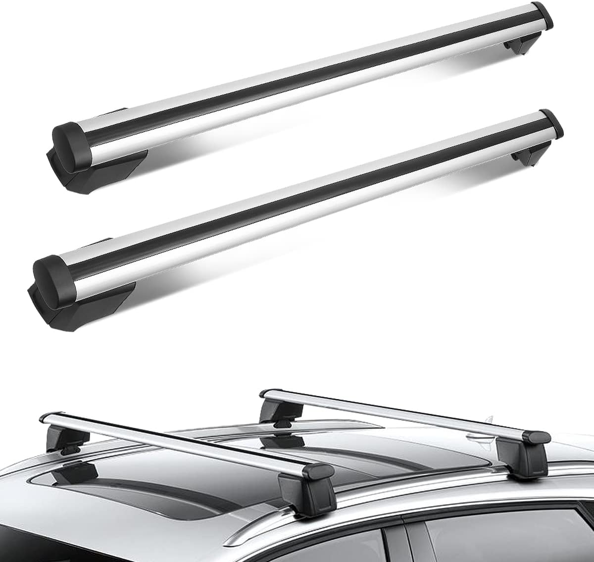 DNA Motoring Pair Aluminum Car Roof Rack Cross Bars Compatible with 09-16 Audi Q5 2.0L 3.0L 3.2L, PT-ZTL-8045