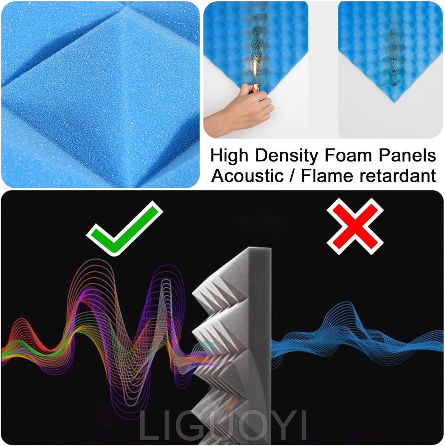 LIGUOYI Desktop Soundproof Booth Portable Vocal Booth Noise Absorbing/Barrier Foam Panels, Foldable Noise Absorbing Panel Desktop Recording Acoustical Treatments Für Tonaufnahmen, Podcasts(Yellow)