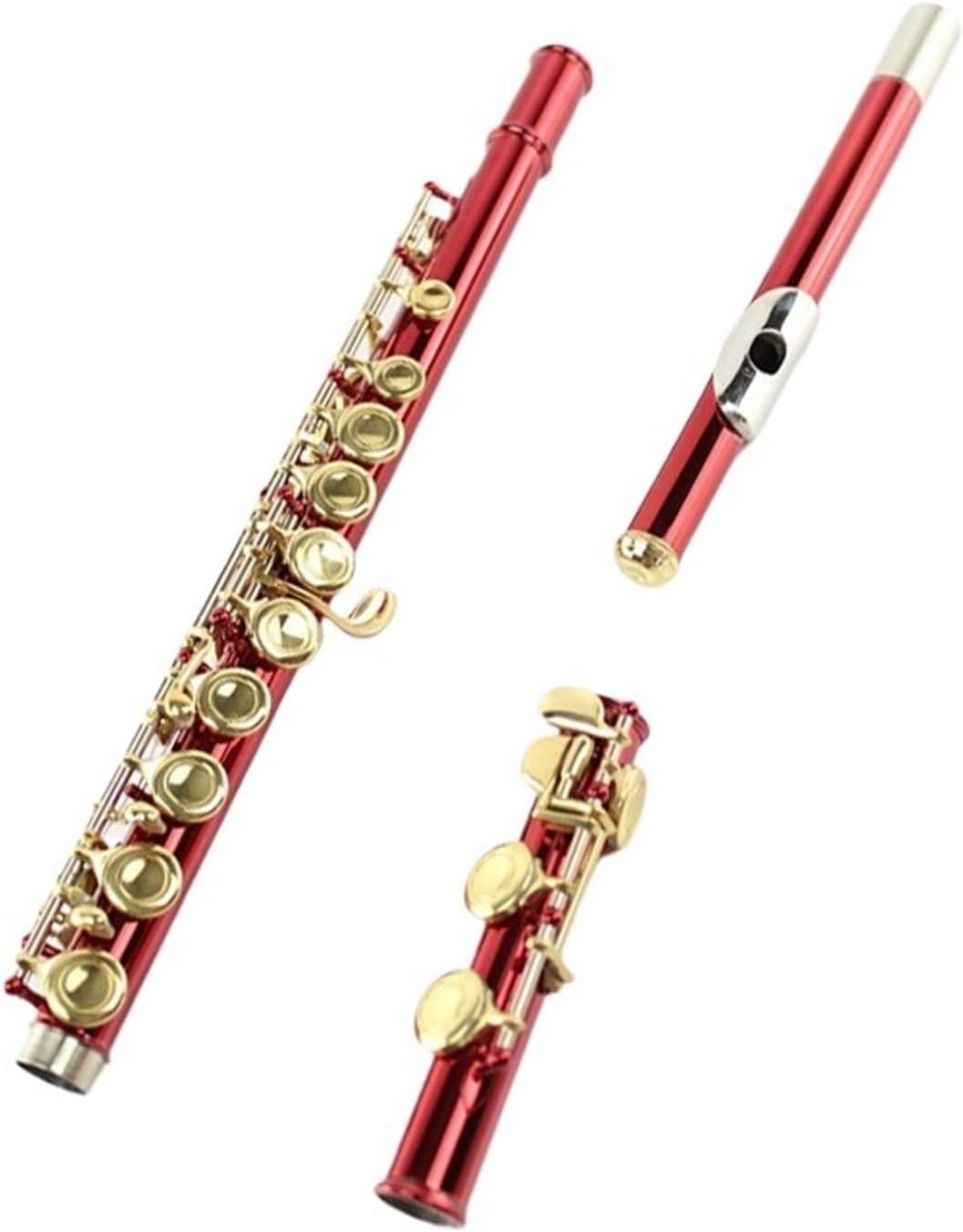 Wind Instrument Colored Flute 16 Closed Hole C Key White Copper B Tail E Red