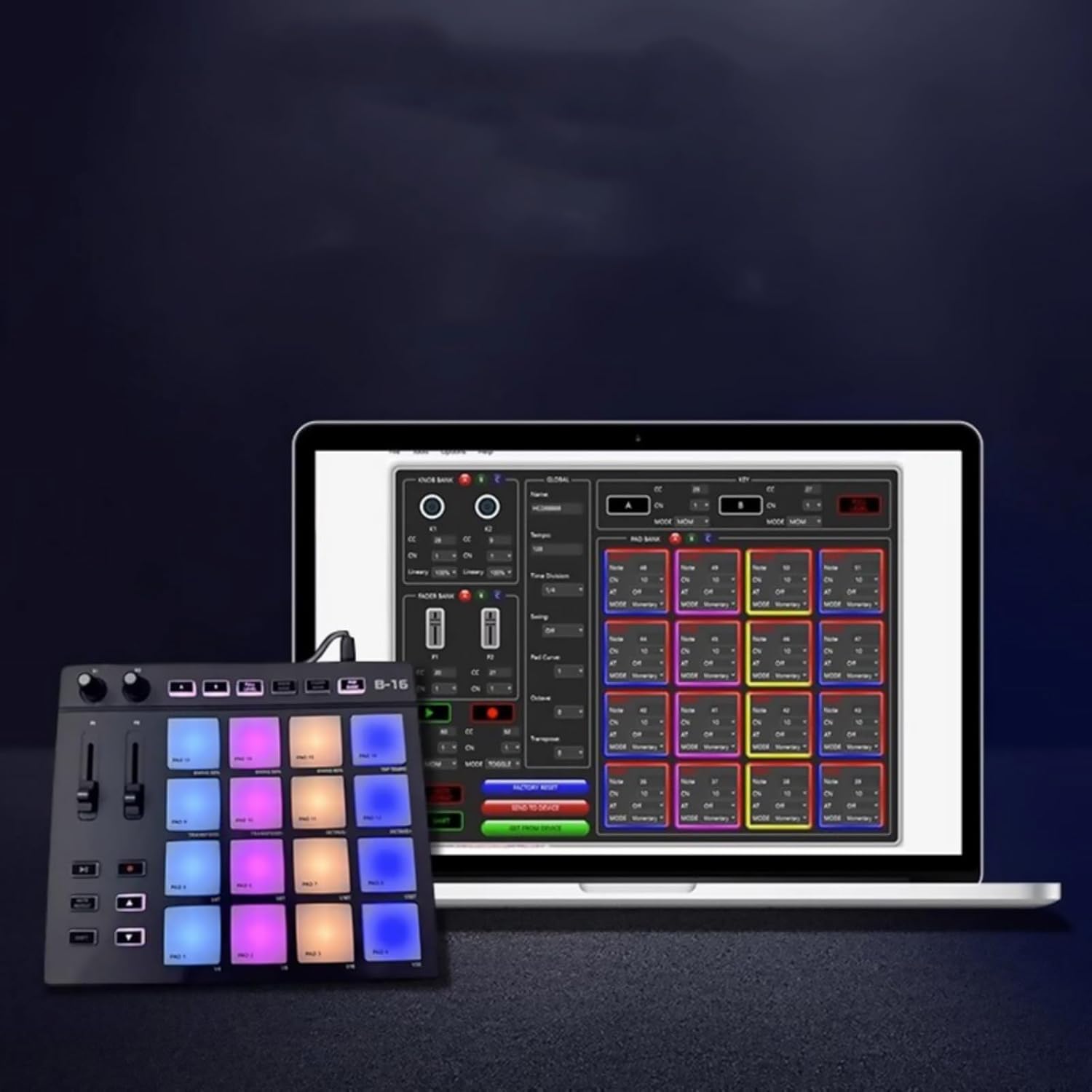 Midi Controller Beat Maker Machine for Beginners Music Production, 16 RGB Illuminated Beat Pads