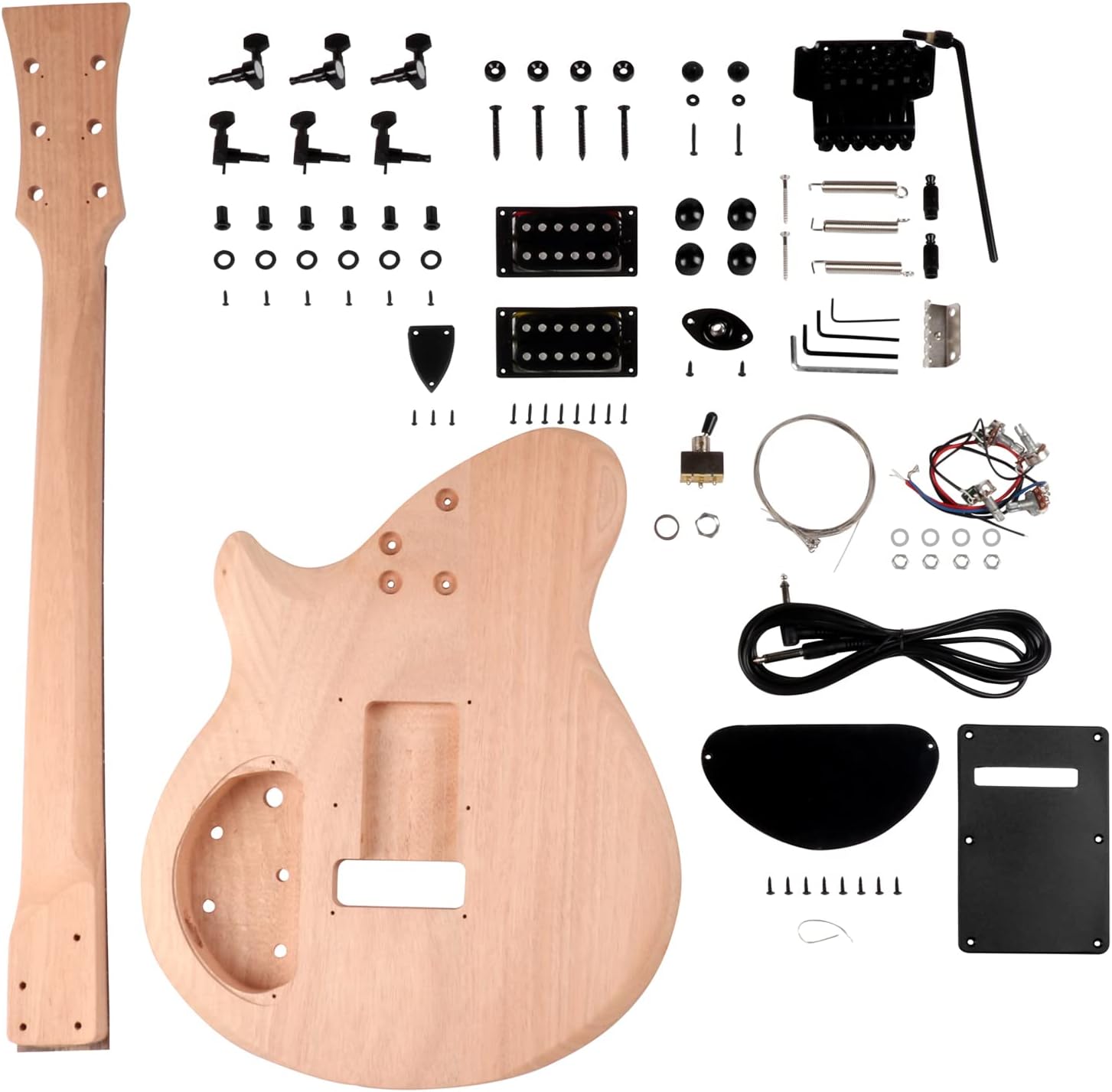 DIY Electric Guitar Kit Beginner Kit 6 String Right Handed with Mahogany Body Mahogany Neck Rosewood Fretboard Black Hardware Build Your Own Guitar.