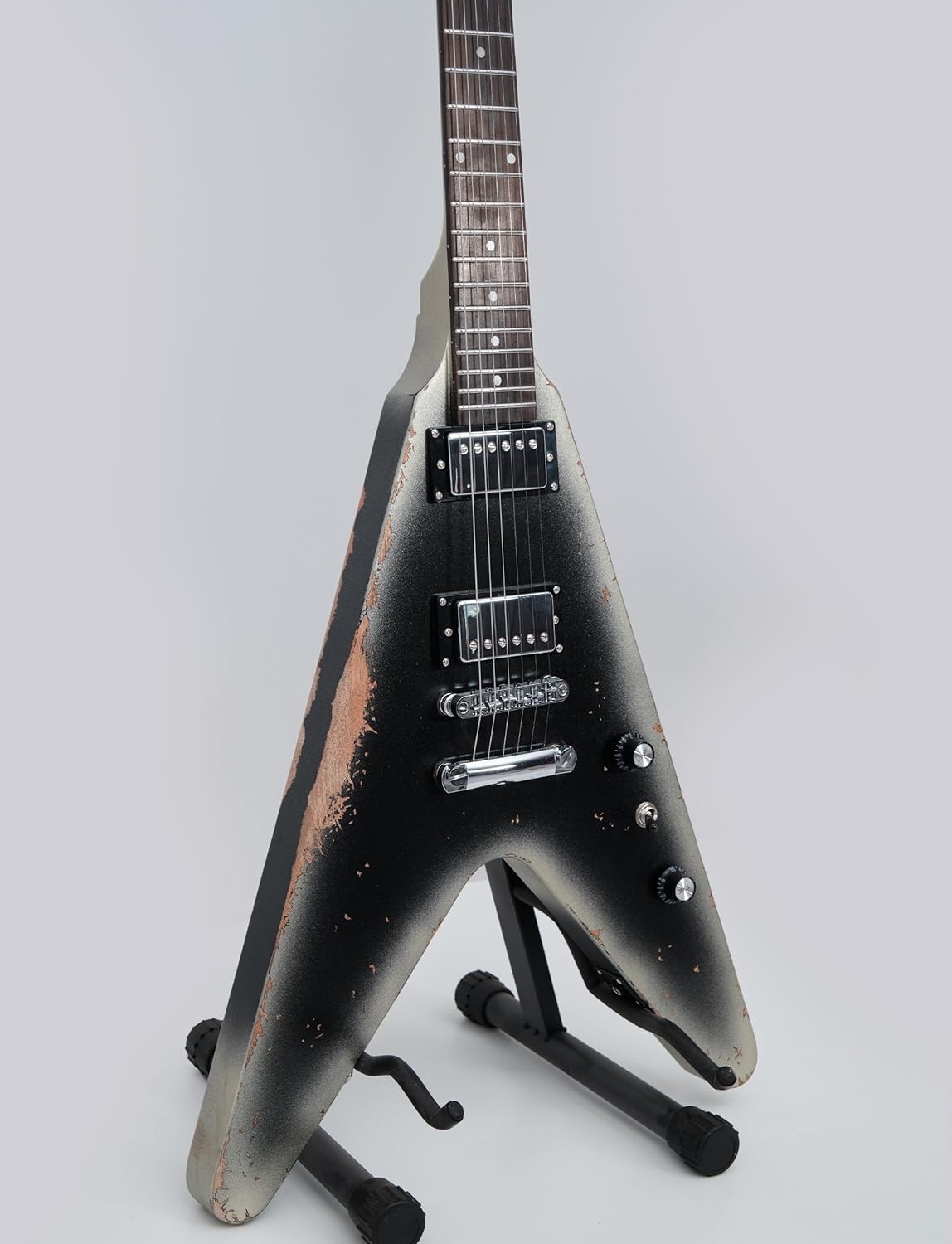 KGD Relic V Electric Guitar,Mahogany Body and Neck,Rosewood Fingerboard,Bone Nut,6-String Relic Heavy Metal Guitar,Professional/Electric Guitars for Adults