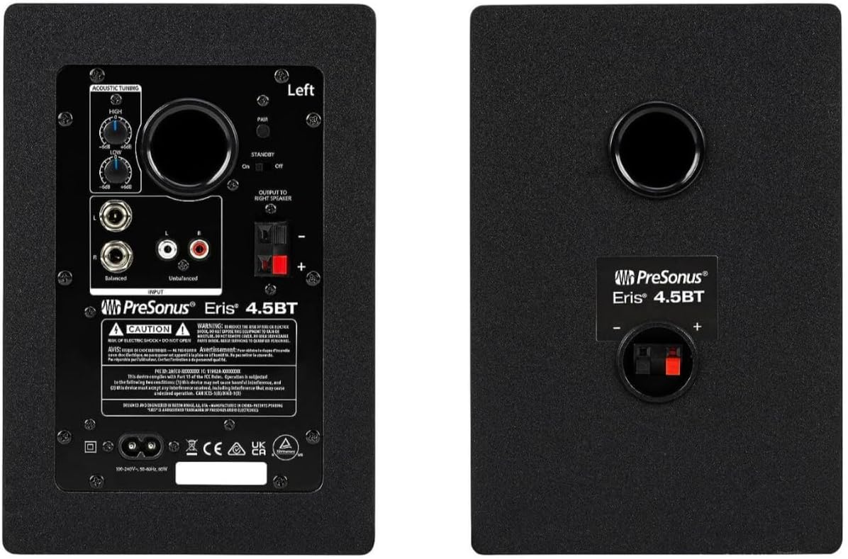 PreSonus Eris 4.5BT 2nd Gen 4.5-Inch Media Reference Monitors with Bluetooth Bundle with MiniFuse 1 Audio Portable Interface, and 1/4 Inch TRS Cables (5 Items)