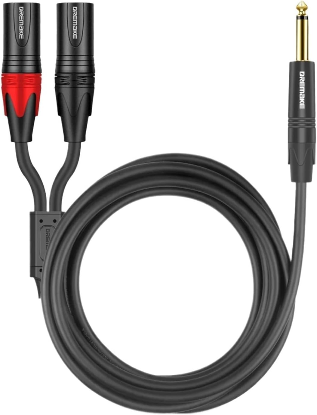 Audio Cable TS To XLR Y-Splitter 6.5mm TS Male To 2 XLR For Microphone Cables Jack M-F Plug Aluminum Metal Shell(6.5mm to 2male,1m)