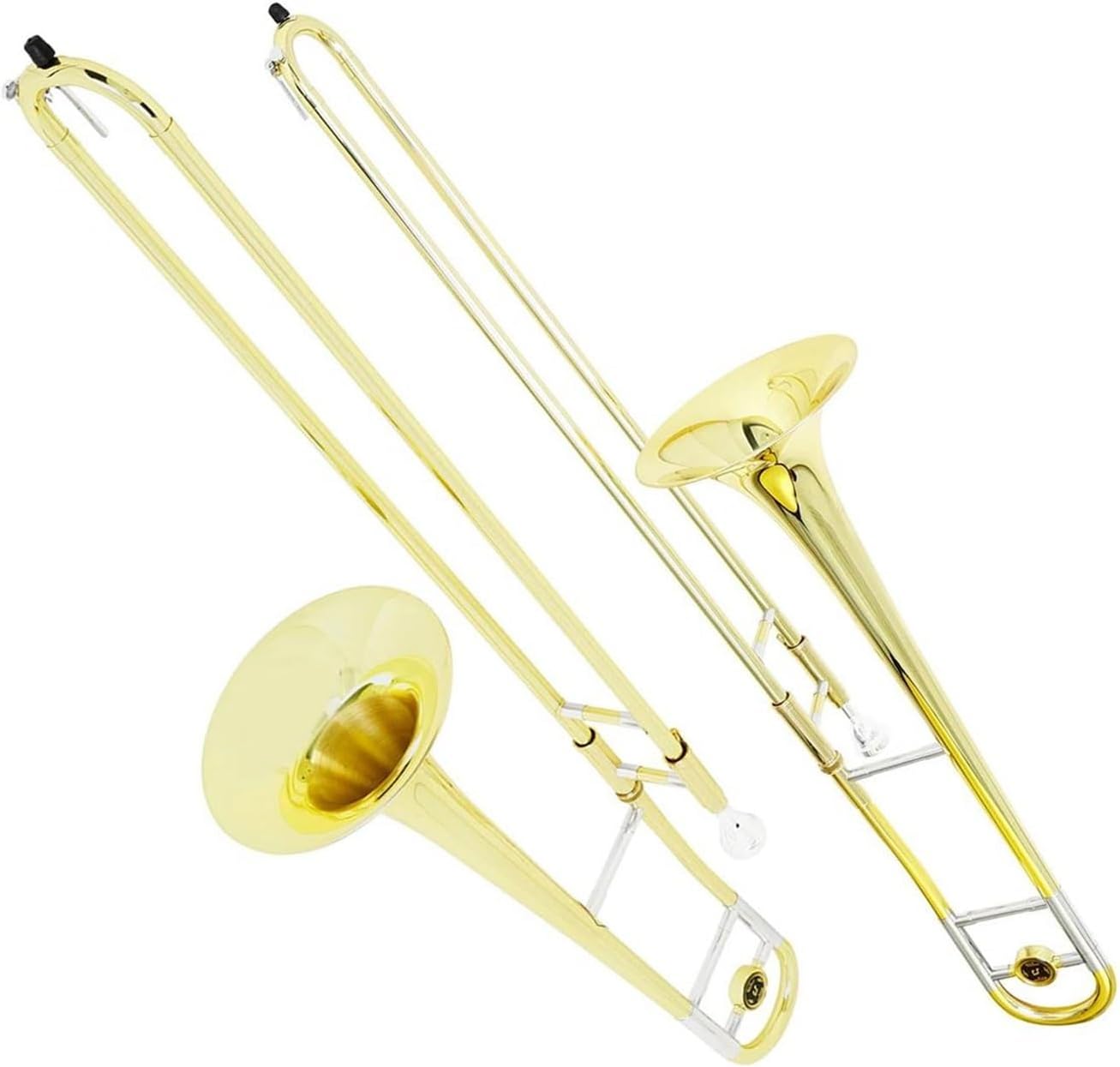 Adult Trombone Instrument Gold And Silver Alto Slide Trombone With Gloves Set B Key Copper Plated Instrument Suitable For Beginners(Trombone set)