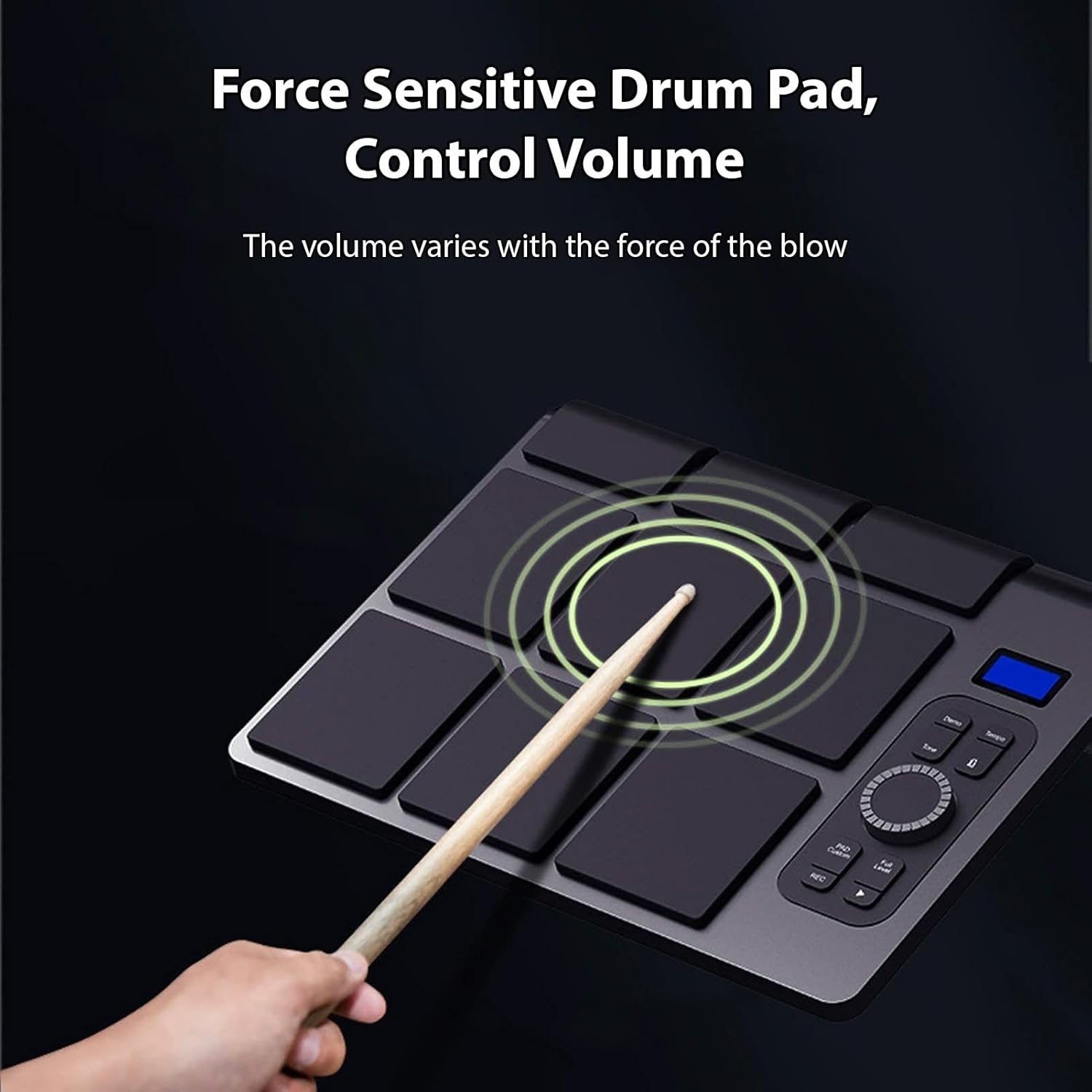 Electronic Tabletop Drum Set with 2 Speaker 9 Pads Color Lighting Supports BT MIDI Various Audio Connection LCD Display Adjustable Sensitivity Practice Electric Drum Pads with Drumsticks Foot Pedal