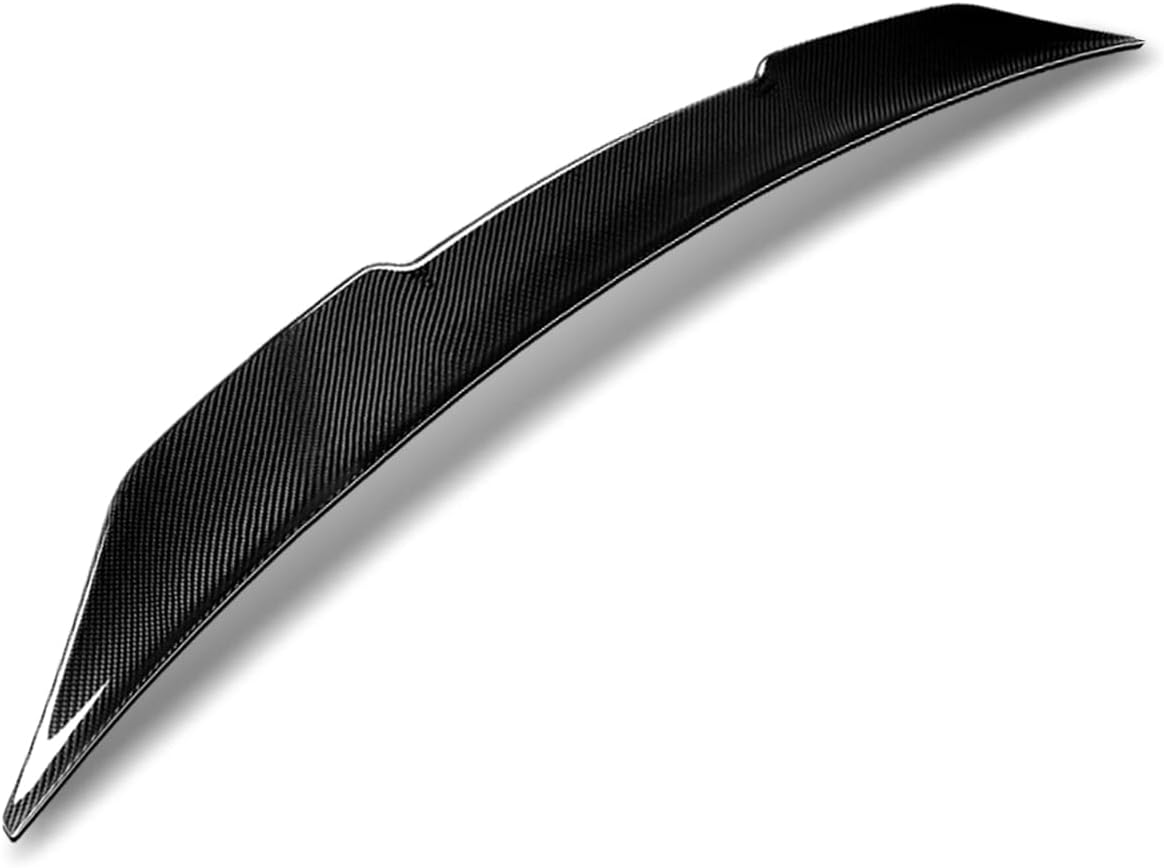 DNA MOTORING 2-SPC-6161-CF Glossy Black Carbon Fiber V-Style Duck Bill Rear Car Trunk Lid Spoiler Compatible with 19-22 BMW 3-Series M-Style xDrive Sedan Models