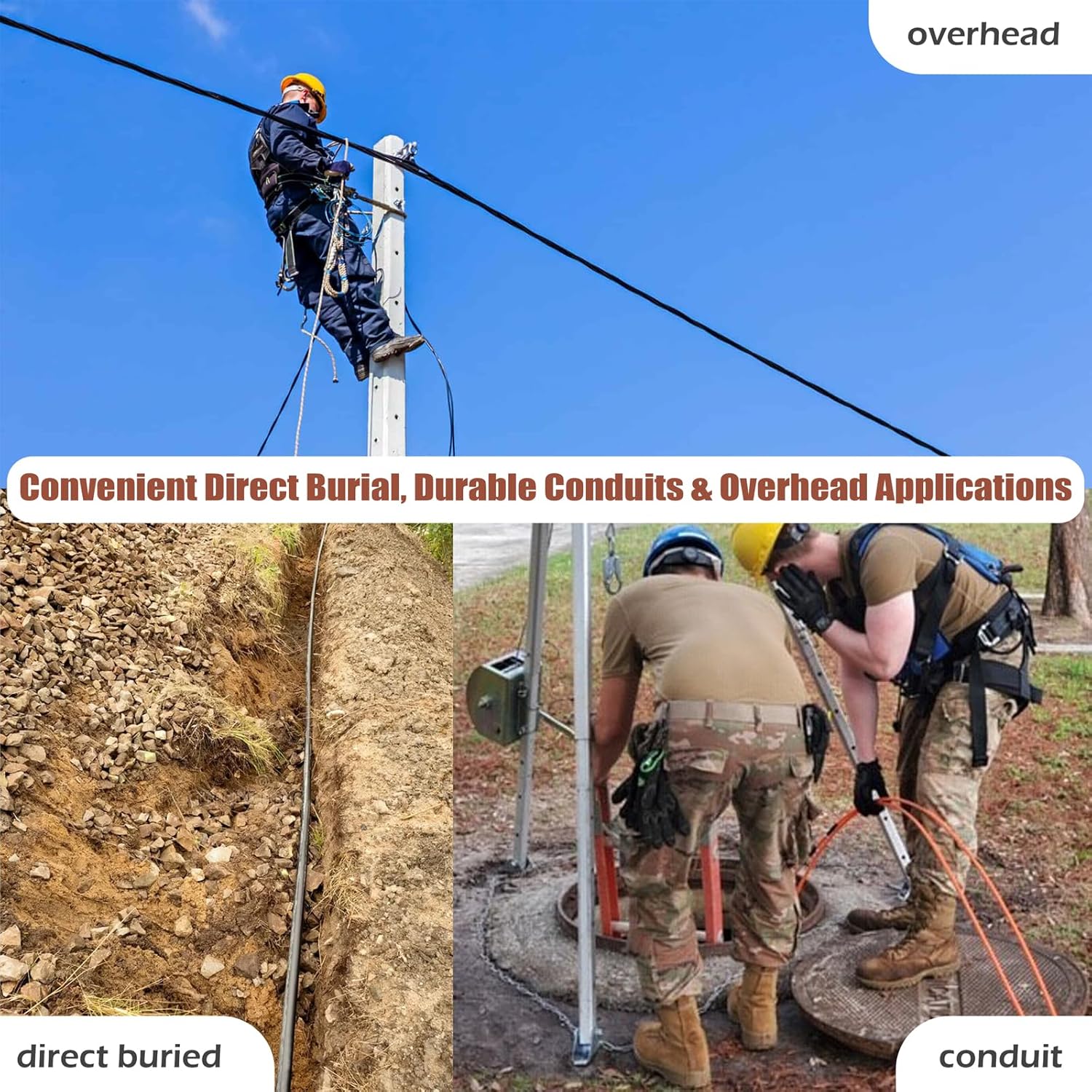 165ft/50m OD-5mm Industrial TPU 40Gb 100Gb OM5 Fiber LC to LC Outdoor Armored Fiber Patch Cable, Duplex Multimode Wideband Fiber Optic Cable, 50/125, LC-LC with Pulling Eye Kit Installed on one end