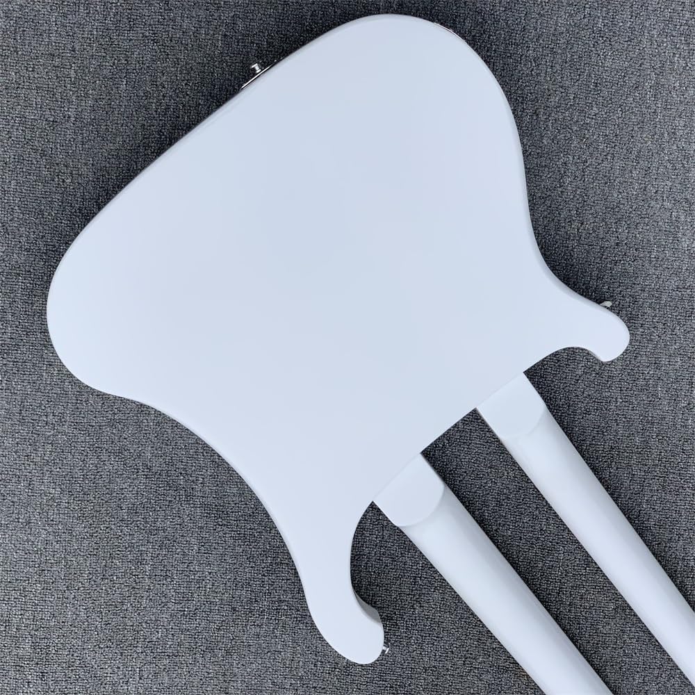 Custom Double Neck 12+4 Strings White body Electric Guitar and Bass with Chrome hardware,White Pickguard,Body binding